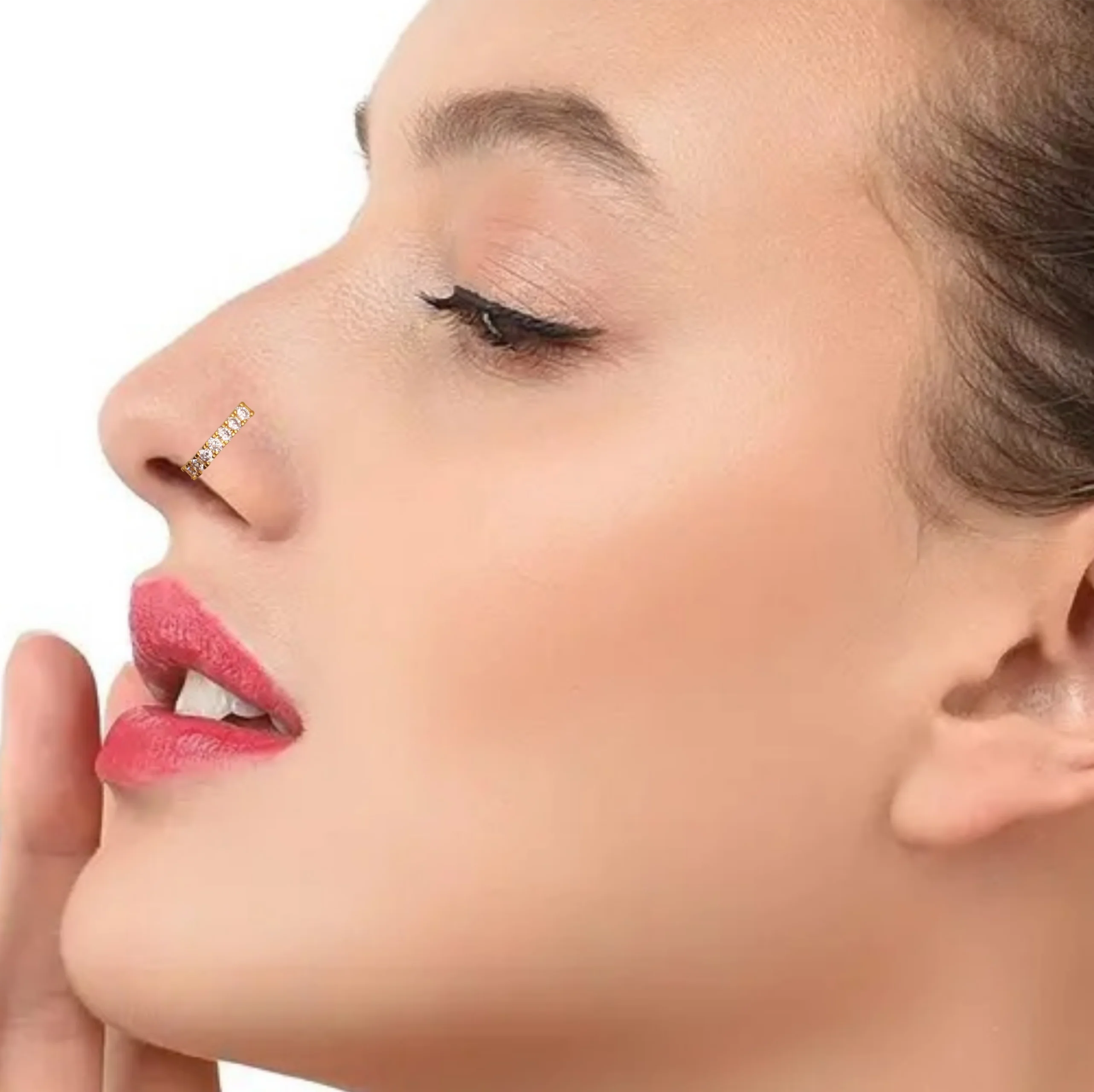 Gold-Plated CZ Nose Ring – Elegant Daily Wear Nosepin - Image 3