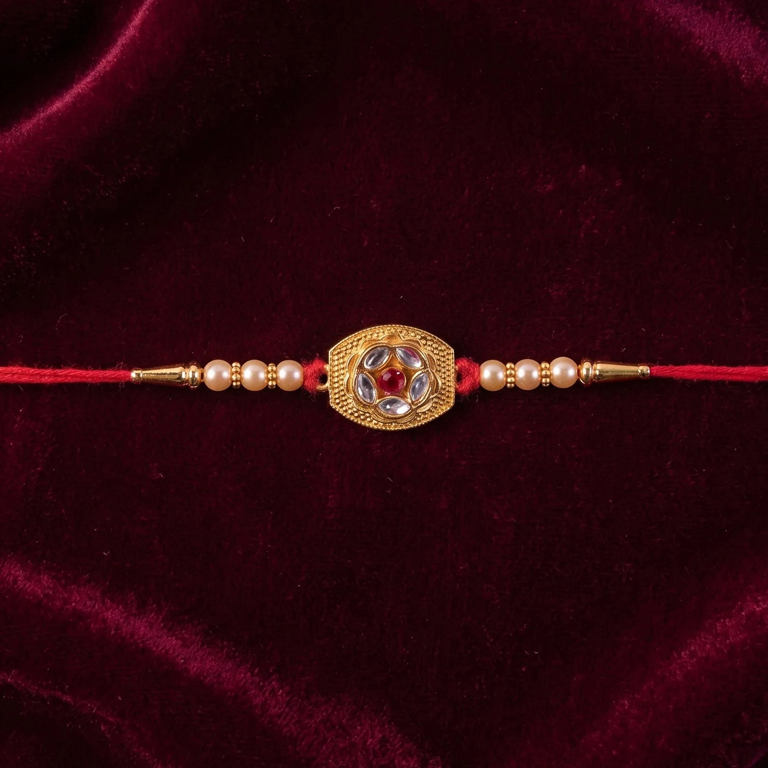 Designer Rakhi for Brother – Gold Plated AD Stone with Elegance - Image 2