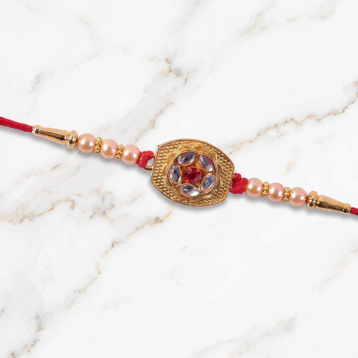 Designer Rakhi for Brother – Gold Plated AD Stone with Elegance - Image 6