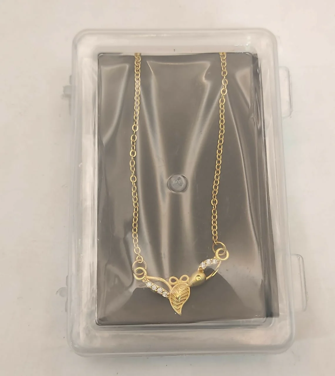 Gold Plated Leaf Necklace – Elegant Floral Design with AD Stones - Image 5