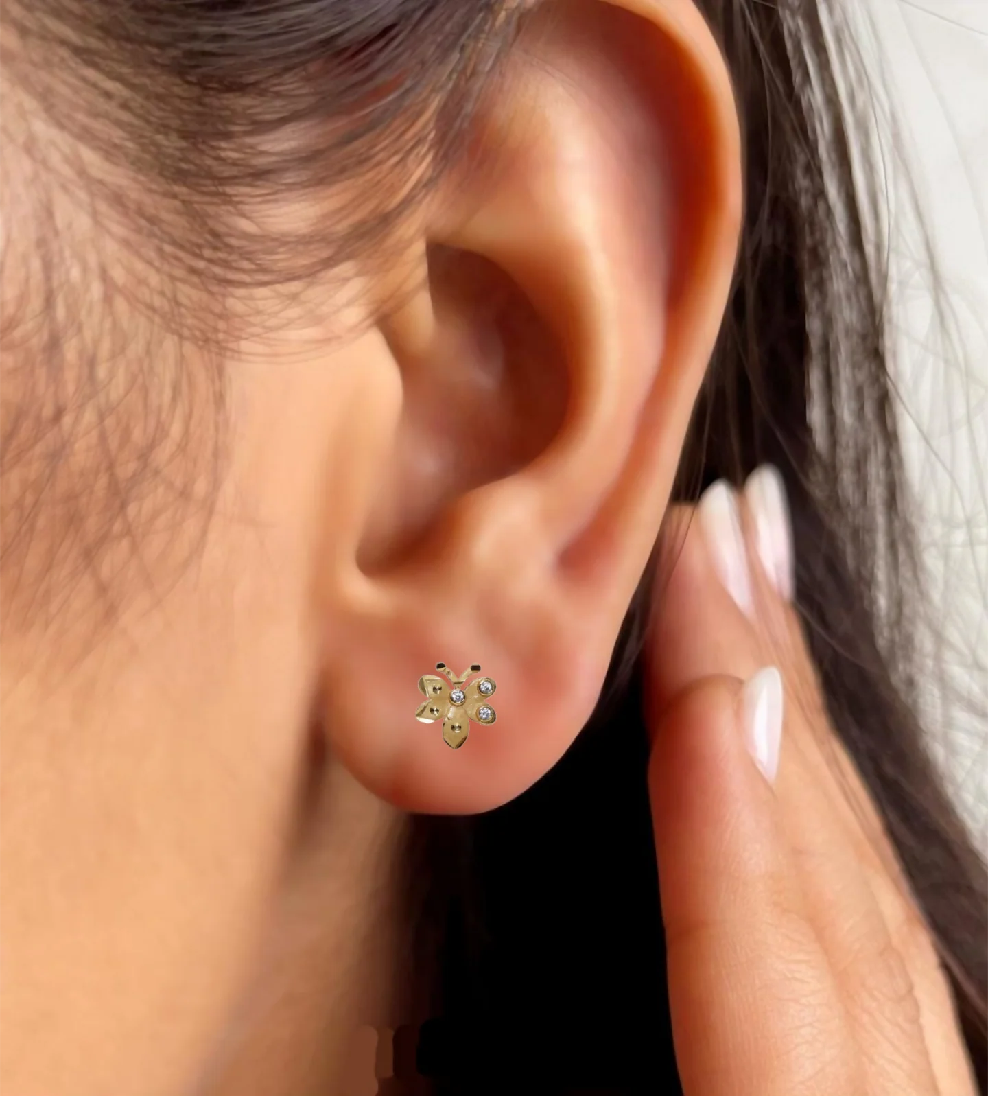 Gold Plated Floral Stud Earrings – Elegant Everyday Wear - Image 3