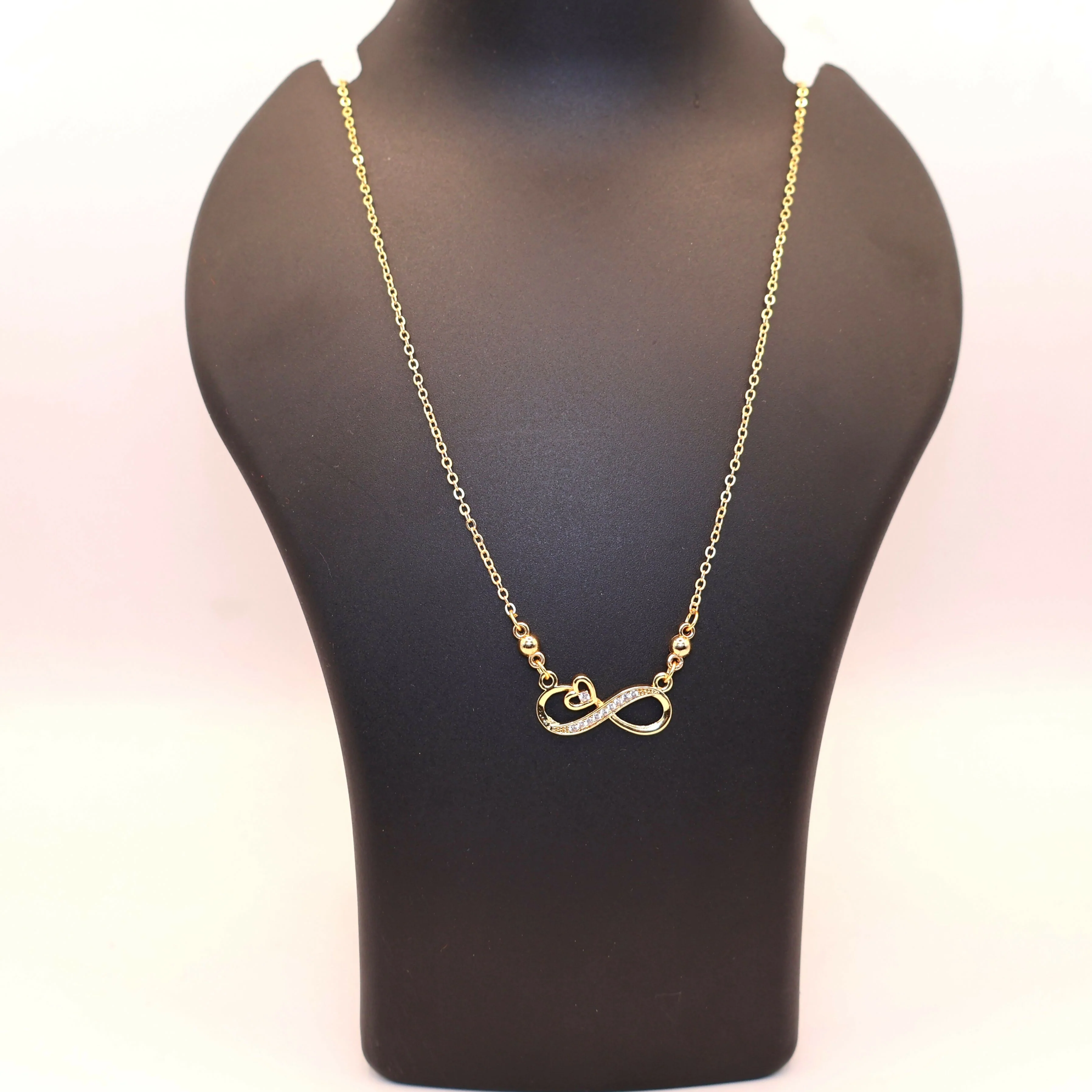 Gold Plated Infinity Heart Necklace – Elegant CZ Stone Jewelry - Image 4