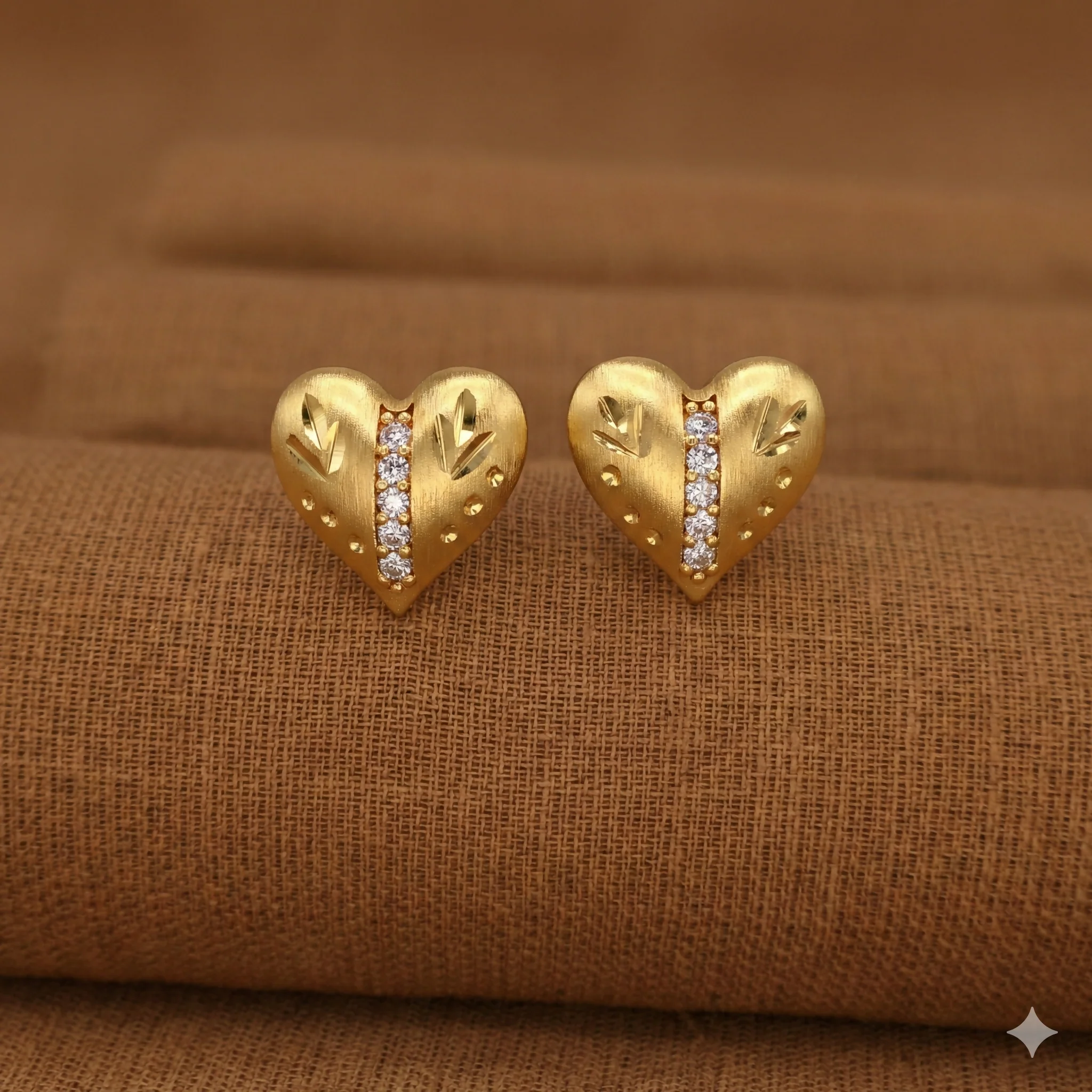 Heart Stud Earrings – Gold Plated with Sparkling Cubic Zirconia - Image 3