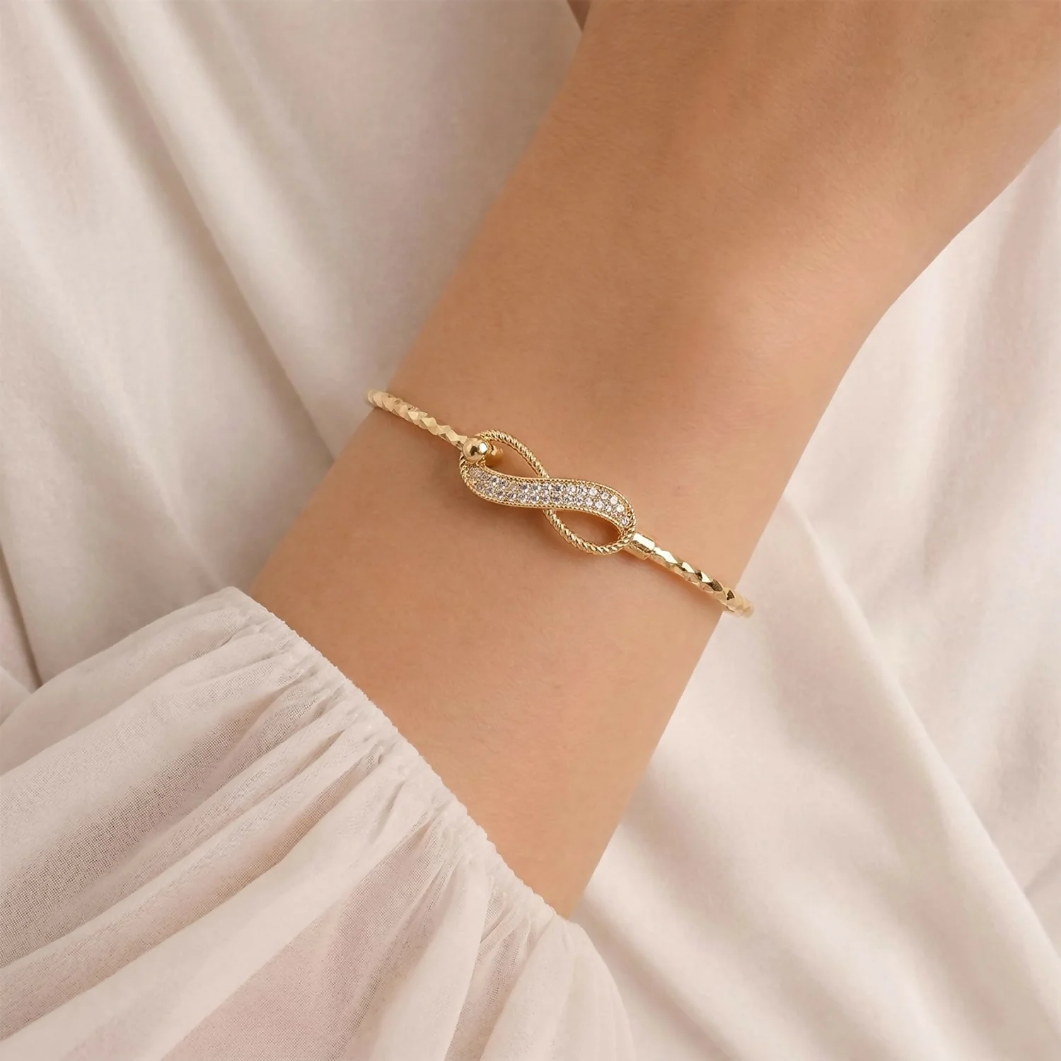 Gold Plated Infinity Design Stone Bracelet – Elegant & Durable Jewelry - Image 4