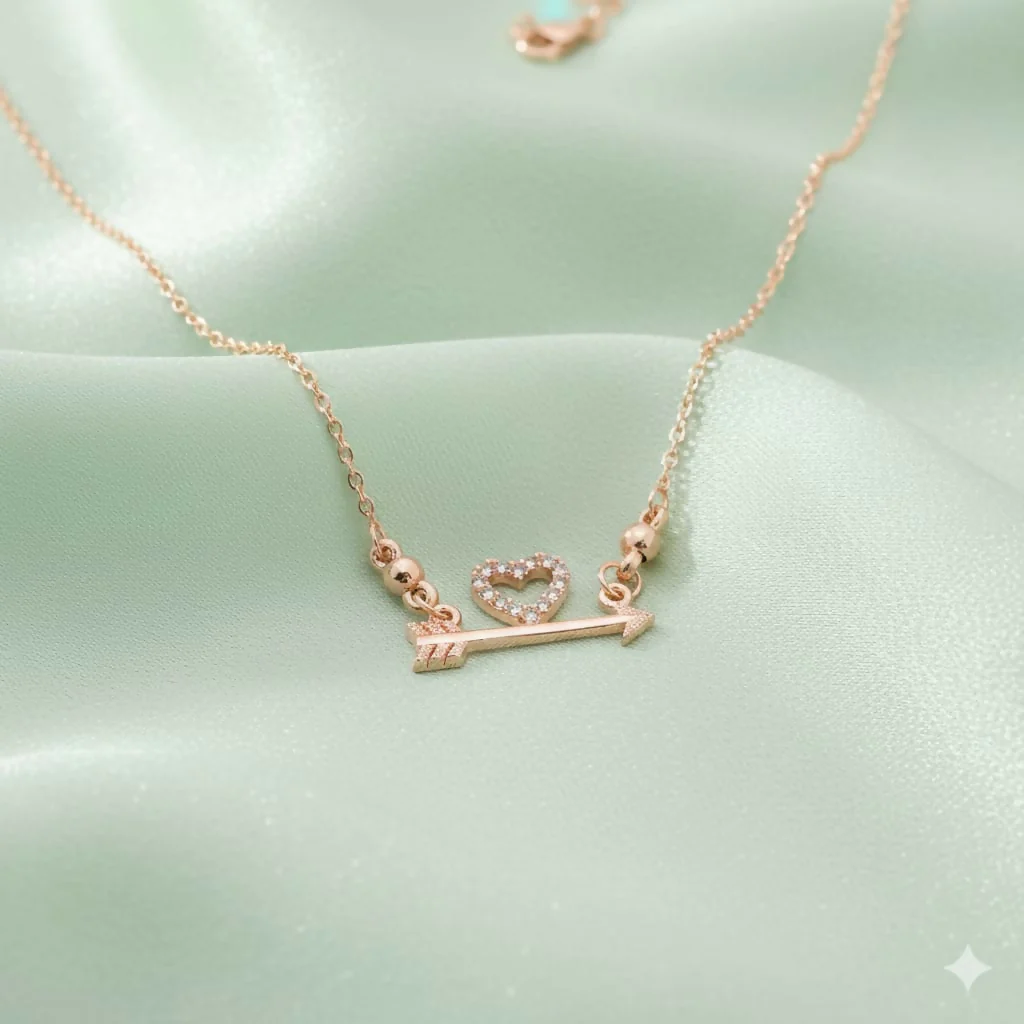 Gold Plated Love Heart Pendant Necklace – Sparkling Romantic Jewelry