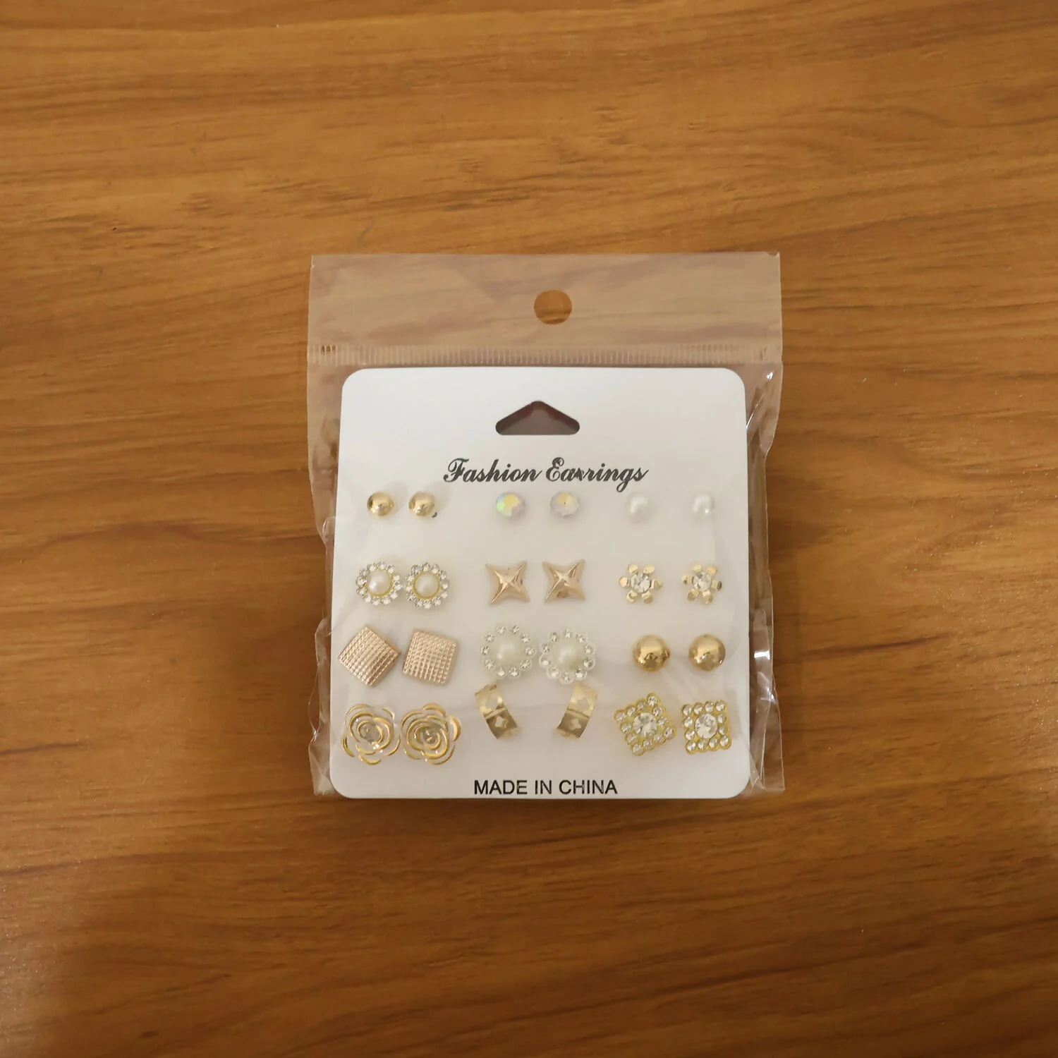 Gold Plated Stud Earrings Set – 12 Stylish Multi-Design Pairs - Image 5