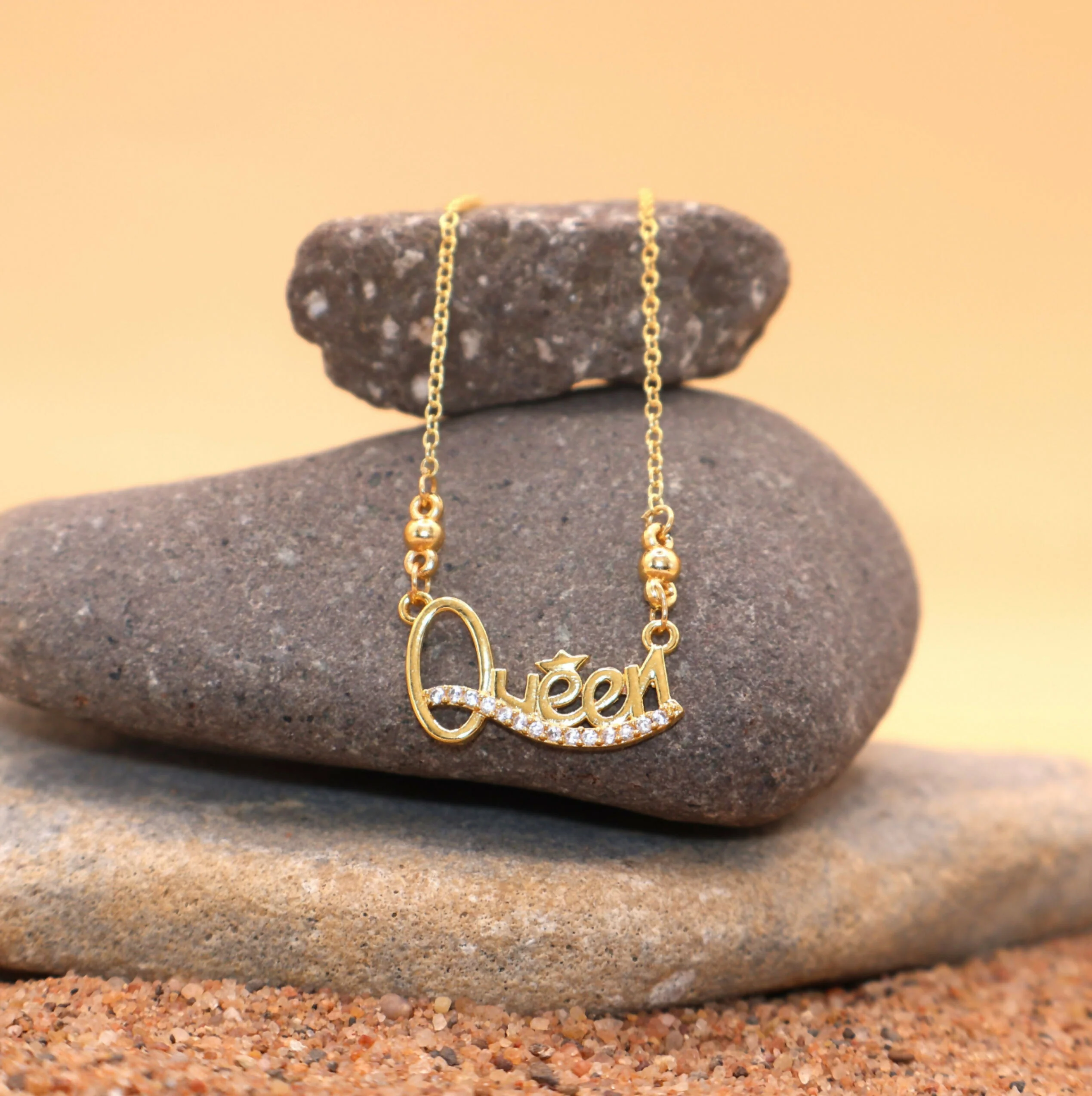 Queen Necklace Gold Plated with AD Stones – Elegant Statement Jewelry - Image 2