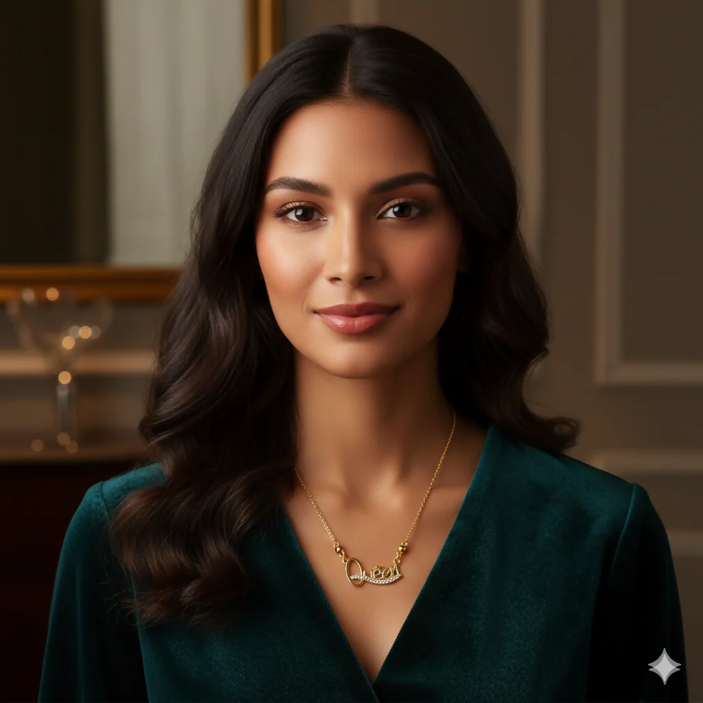 Queen Necklace Gold Plated with AD Stones – Elegant Statement Jewelry - Image 3