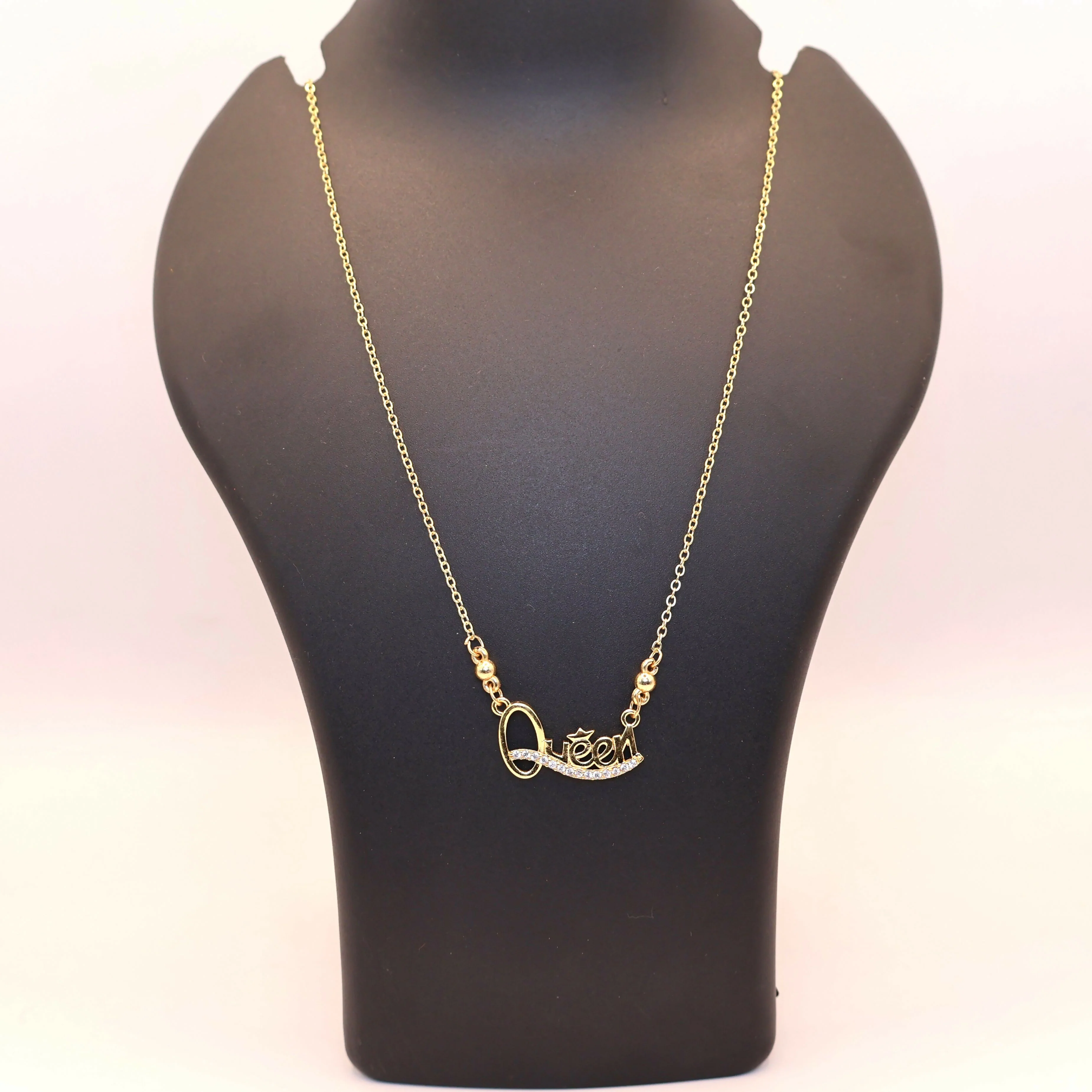 Queen Necklace Gold Plated with AD Stones – Elegant Statement Jewelry - Image 4