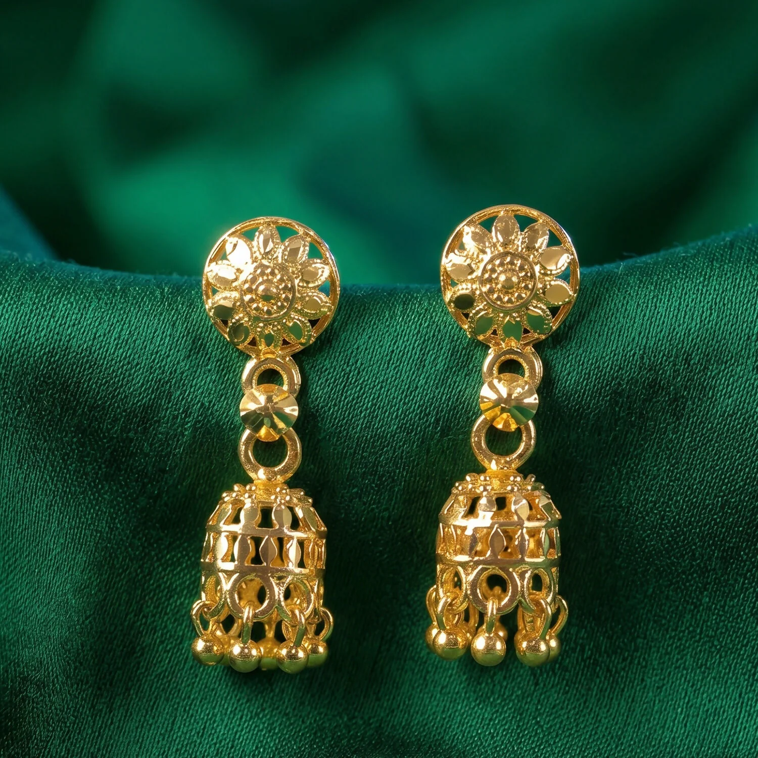 Gold-Plated Jhumka Earrings – Elegant for Special Occasions - Image 2