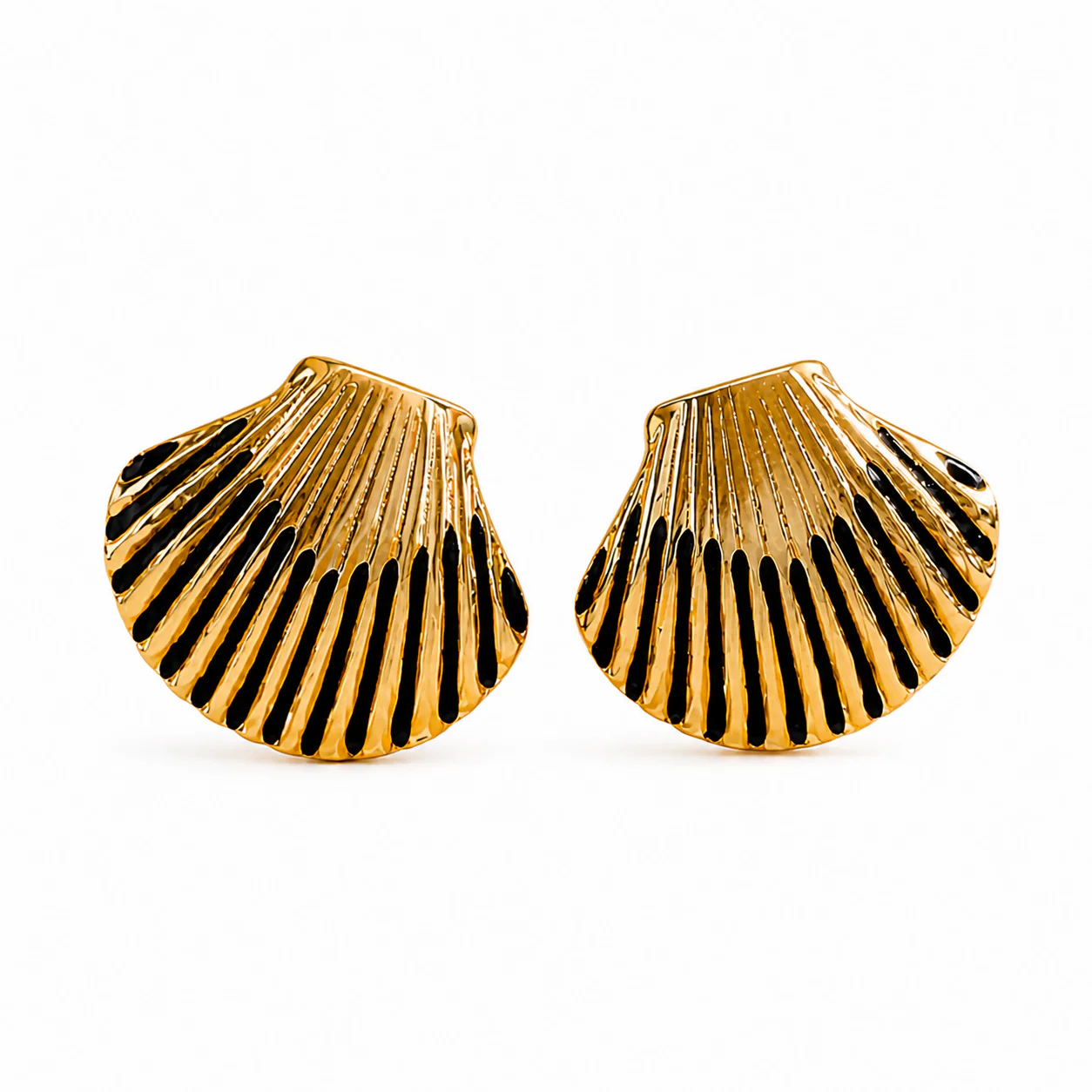 Gold Shell Design Enamel Stud Earrings – Stylish Daily Wear Jewelry - Image 4