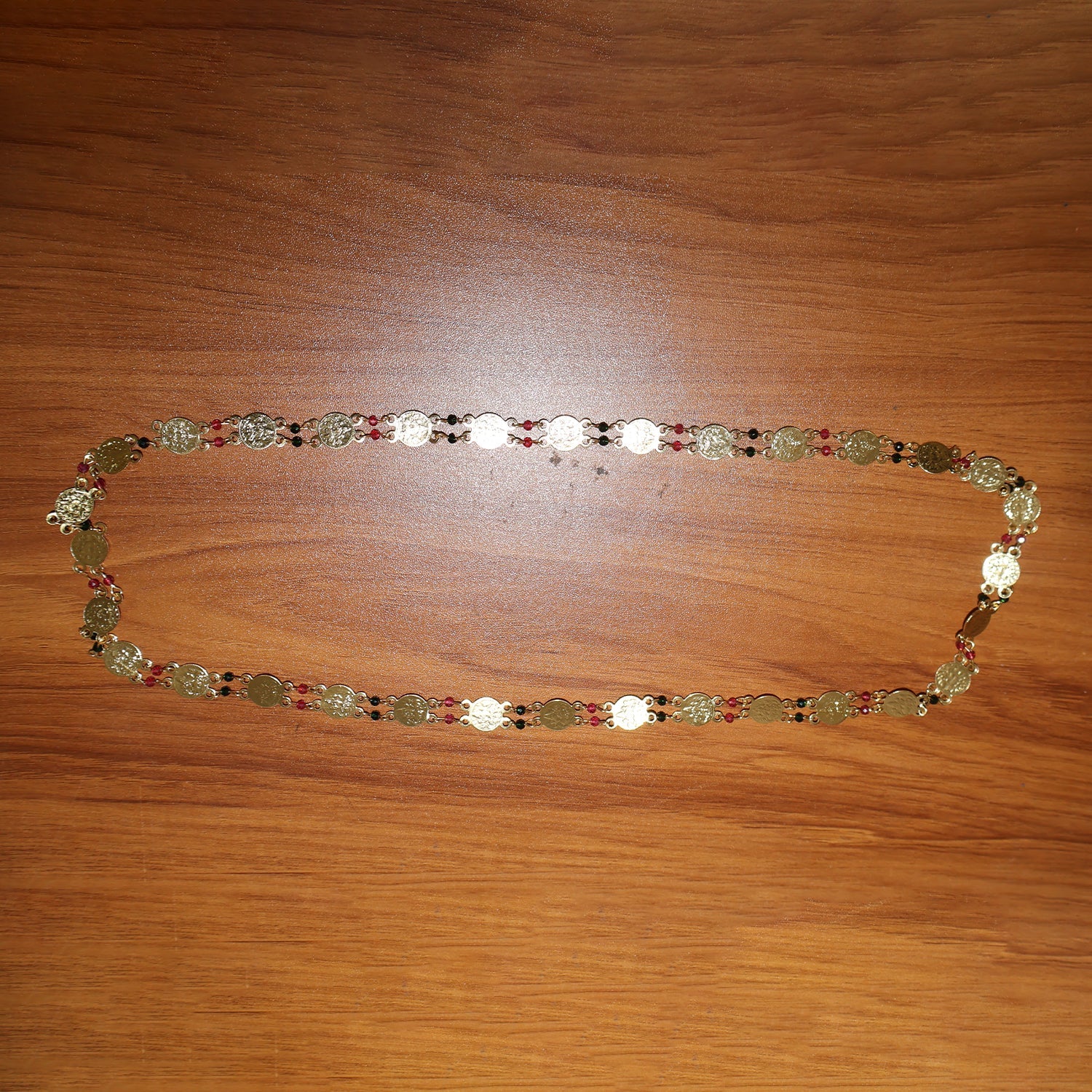 Gold Tone Coin Beaded Necklace – Traditional Ethnic Long Chain - Image 7