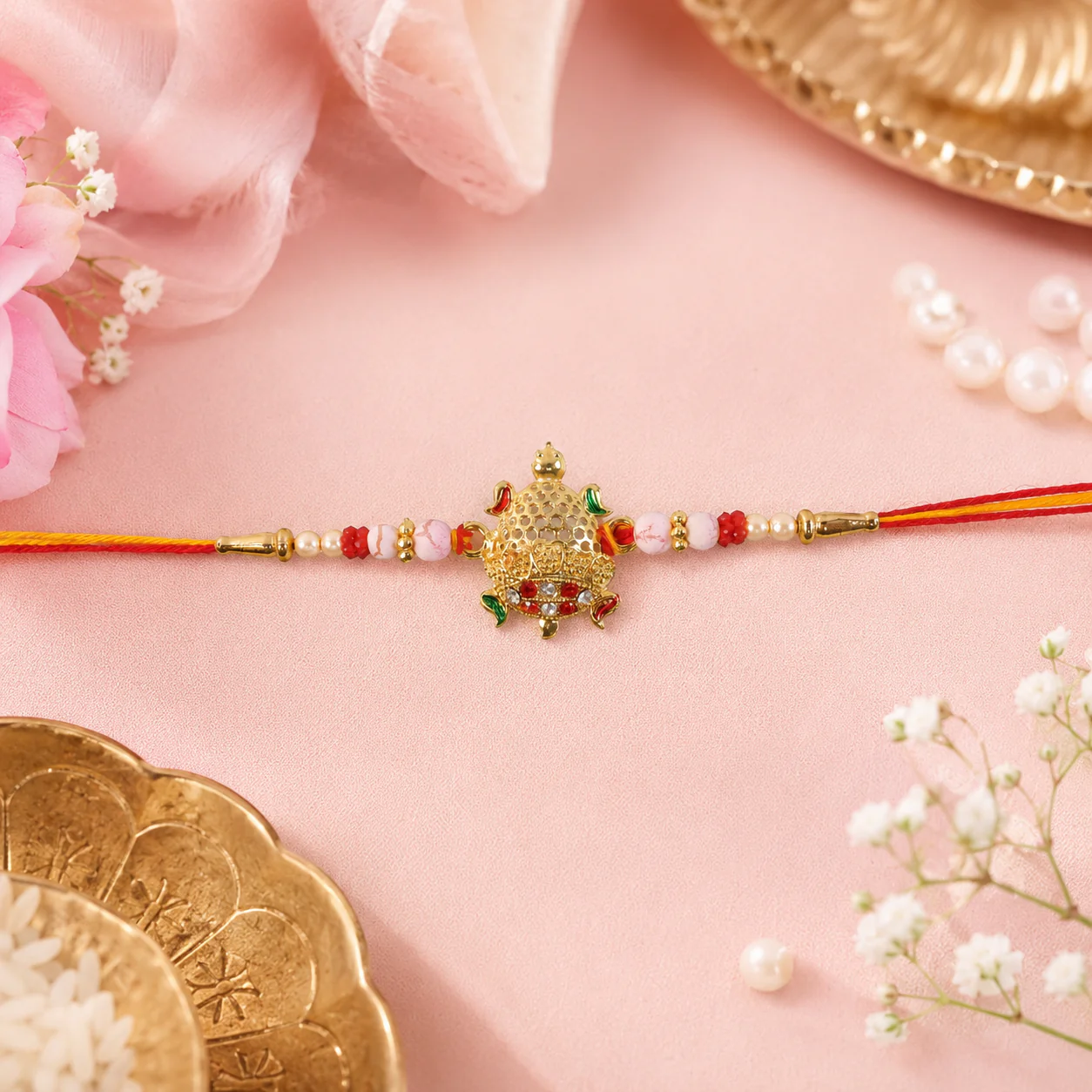 Rakshabandhan Gold Turtle Rakhi – Elegant & Traditional Design - Image 2