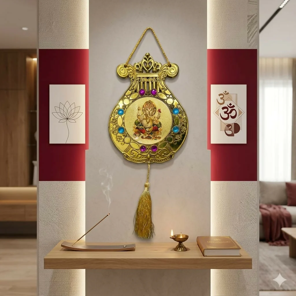 Lord Ganesha Wall Hanging – Elegant Wall Decor with Gemstones - Image 2