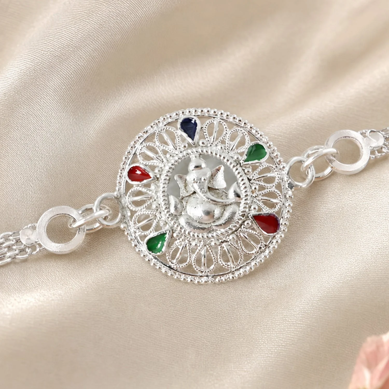 Rakhi – Elegant Silver Ganesh Design for Raksha Bandhan - Image 4