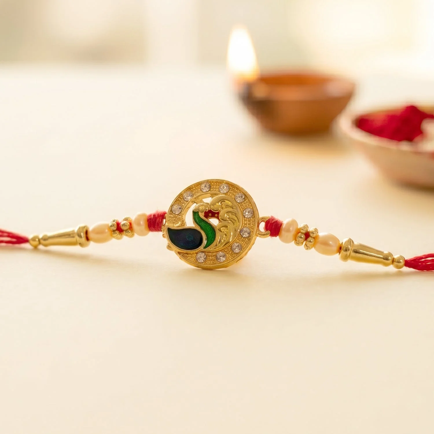 Rakhi for Bhai – Elegant Designer CZ Stone Raksha Bandhan - Image 2