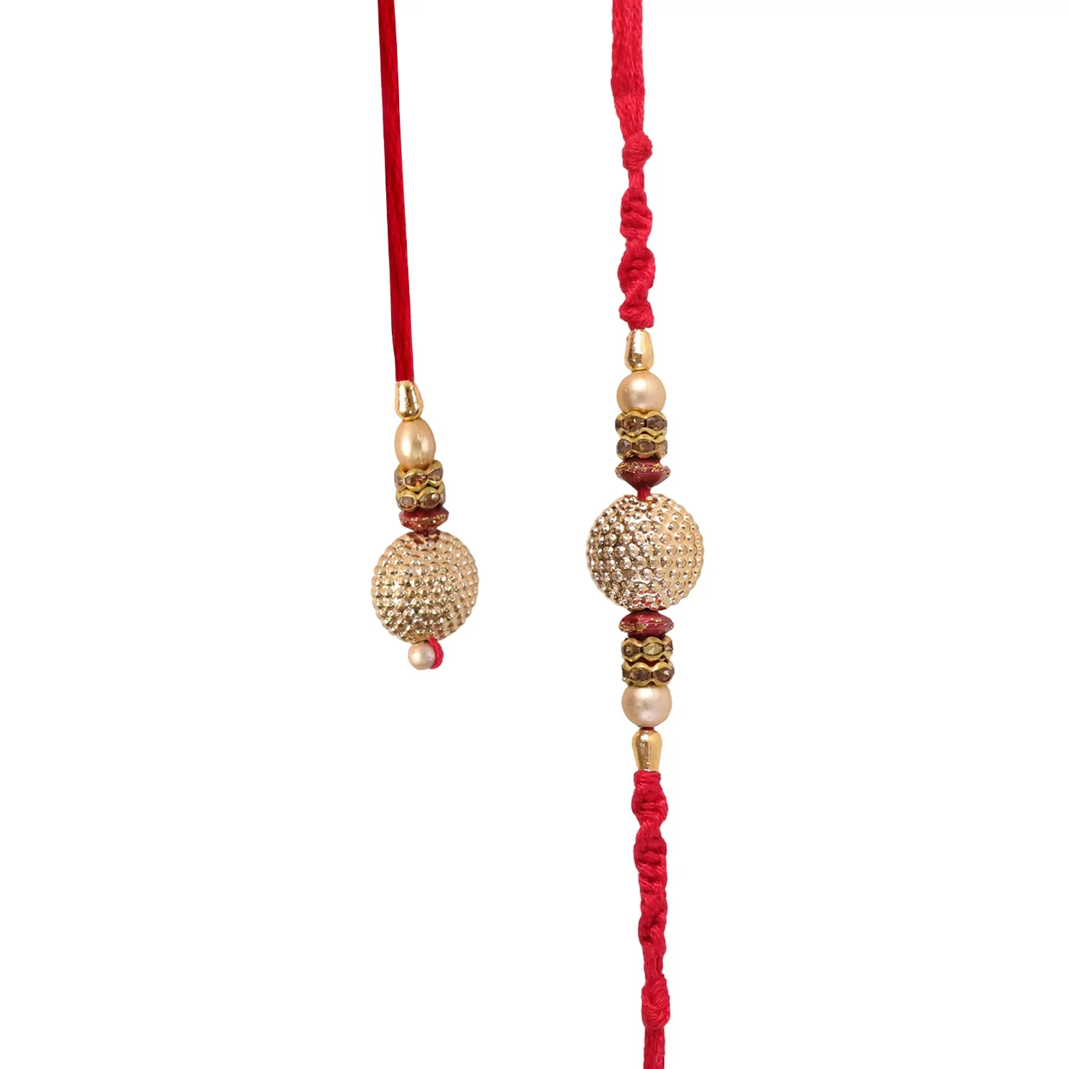 Bhaiya Bhabhi Rakhi Set – Golden Pearl with Textured Gold Design - Image 5