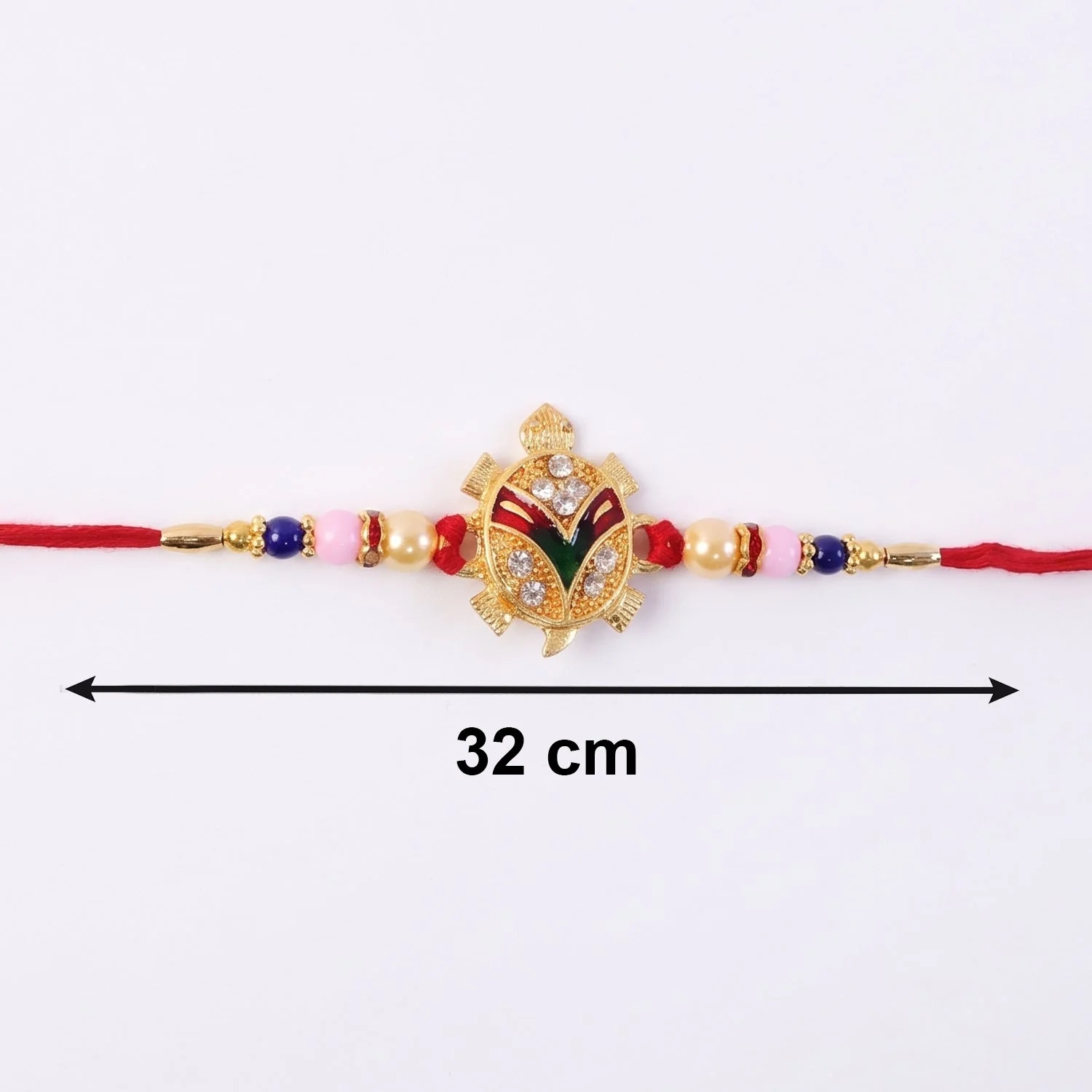 Golden Turtle Rakhi – Elegant Pearl Beads & Soft Thread for Raksha Bandhan - Image 6