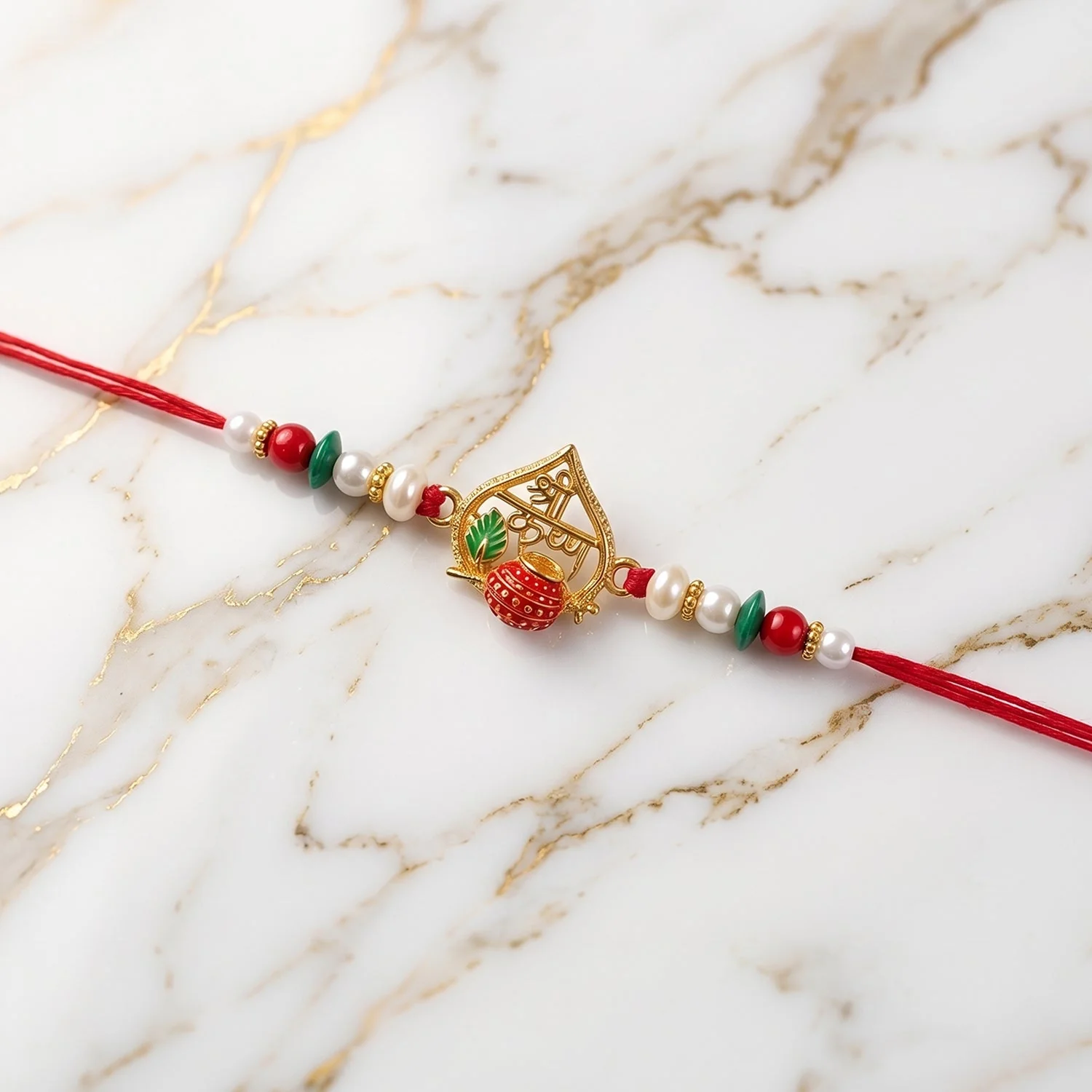 Golden Veer Meenakari Heart Rakhi – Elegant Festive Gift for Brothers - Image 4