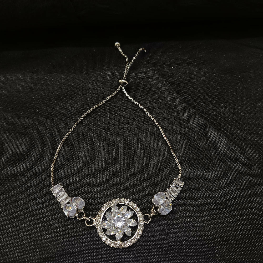 AD Floral Bracelet – Elegant American Diamond Sparkle - Image 3