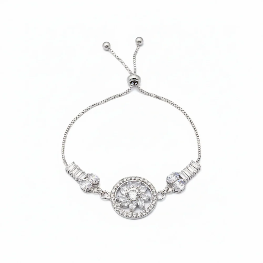 AD Floral Bracelet – Elegant American Diamond Sparkle - Image 4