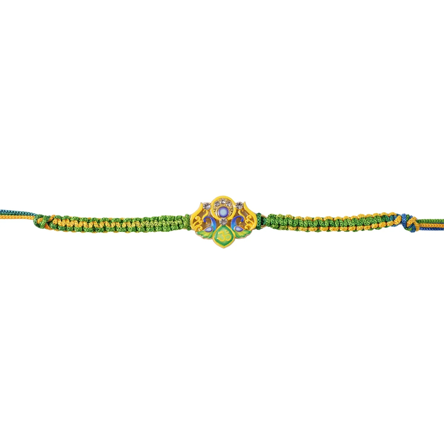 Green Om Peacock Rakhi – Elegant, Lightweight & Stylish for Brothers - Image 5