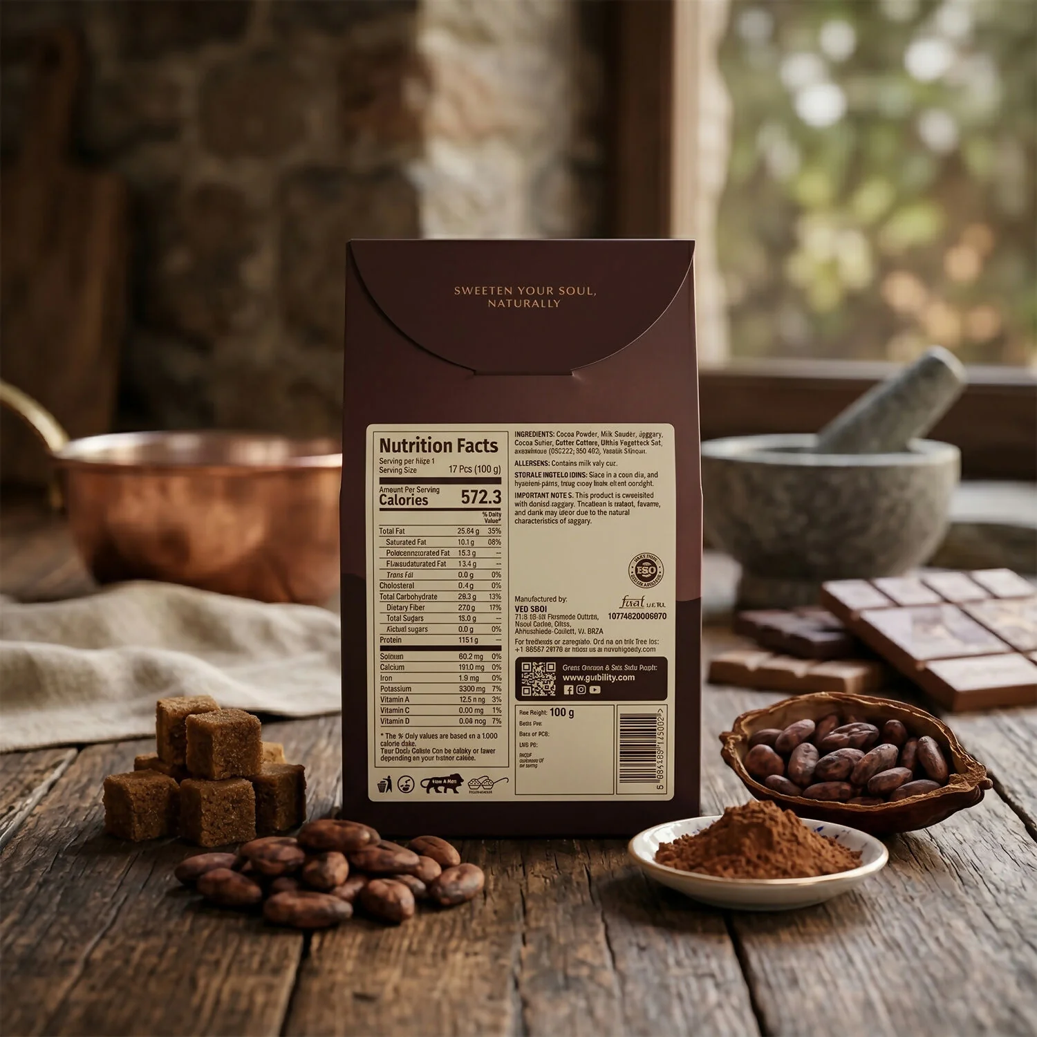 Desi Jaggery Dark Chocolate – Rich Indian-style Delight in 100g - Image 2