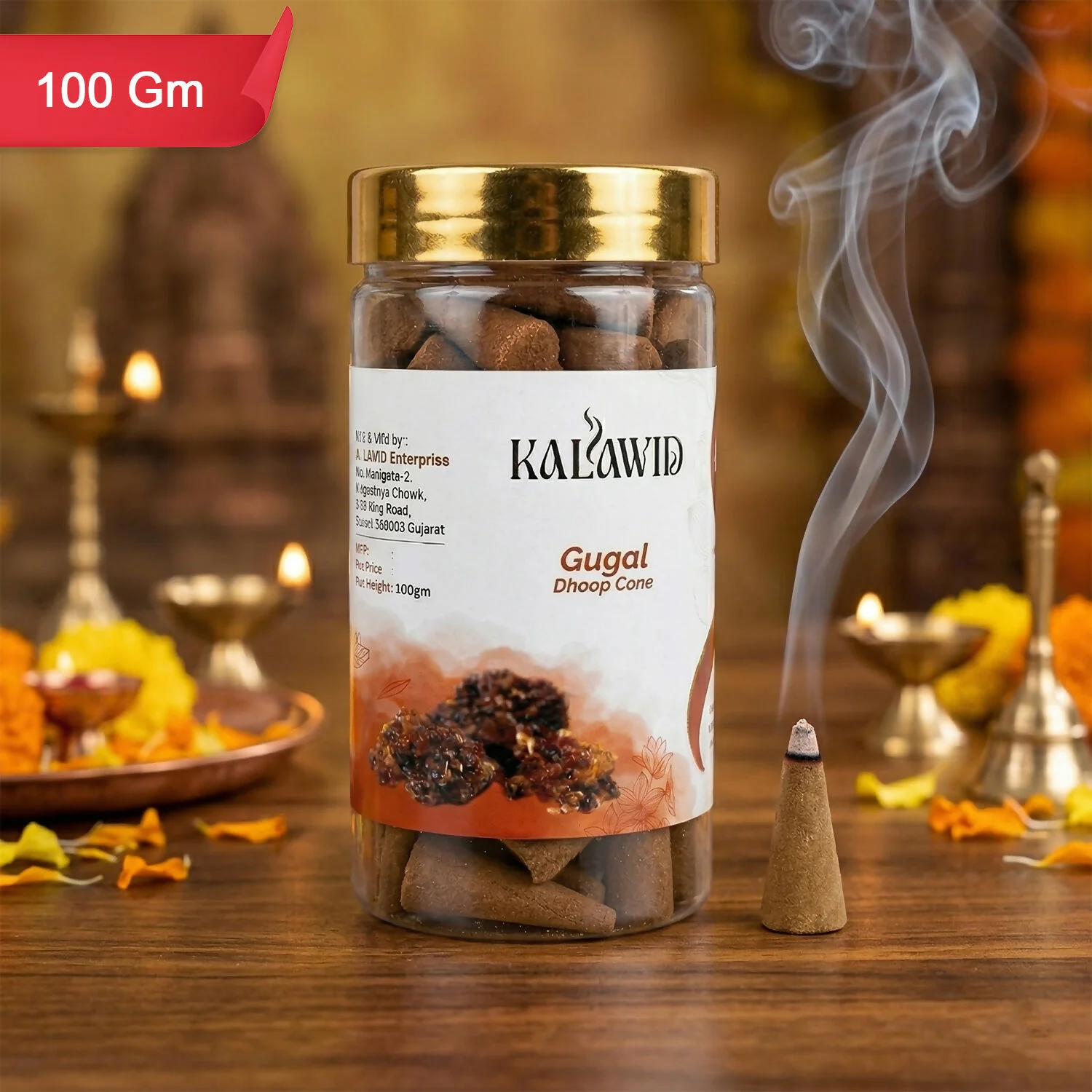 Gugal Dhoop Cone Jar – Long-lasting Spiritual Fragrance for Daily Pooja