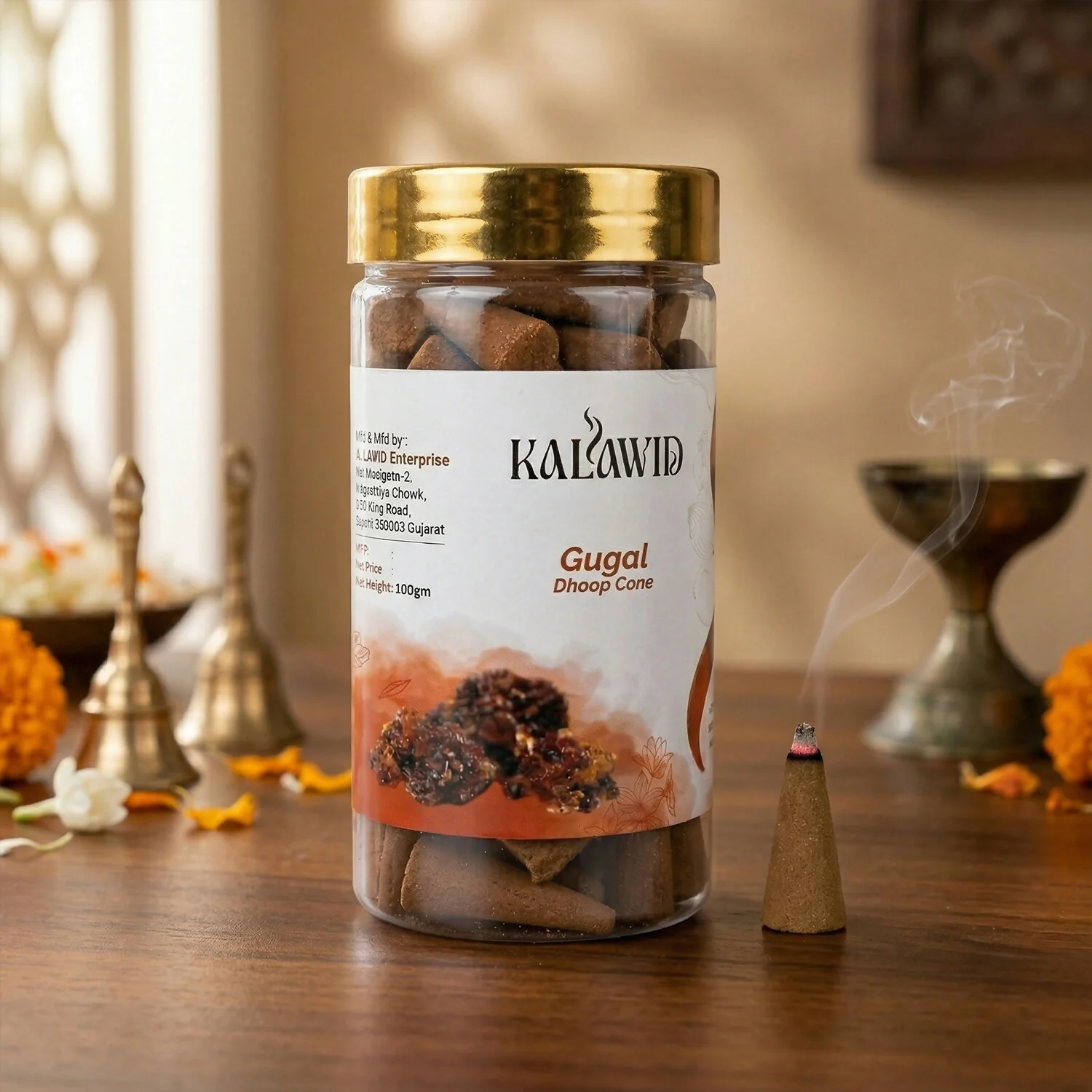 Gugal Dhoop Cone Jar – Long-lasting Spiritual Fragrance for Daily Pooja - Image 2