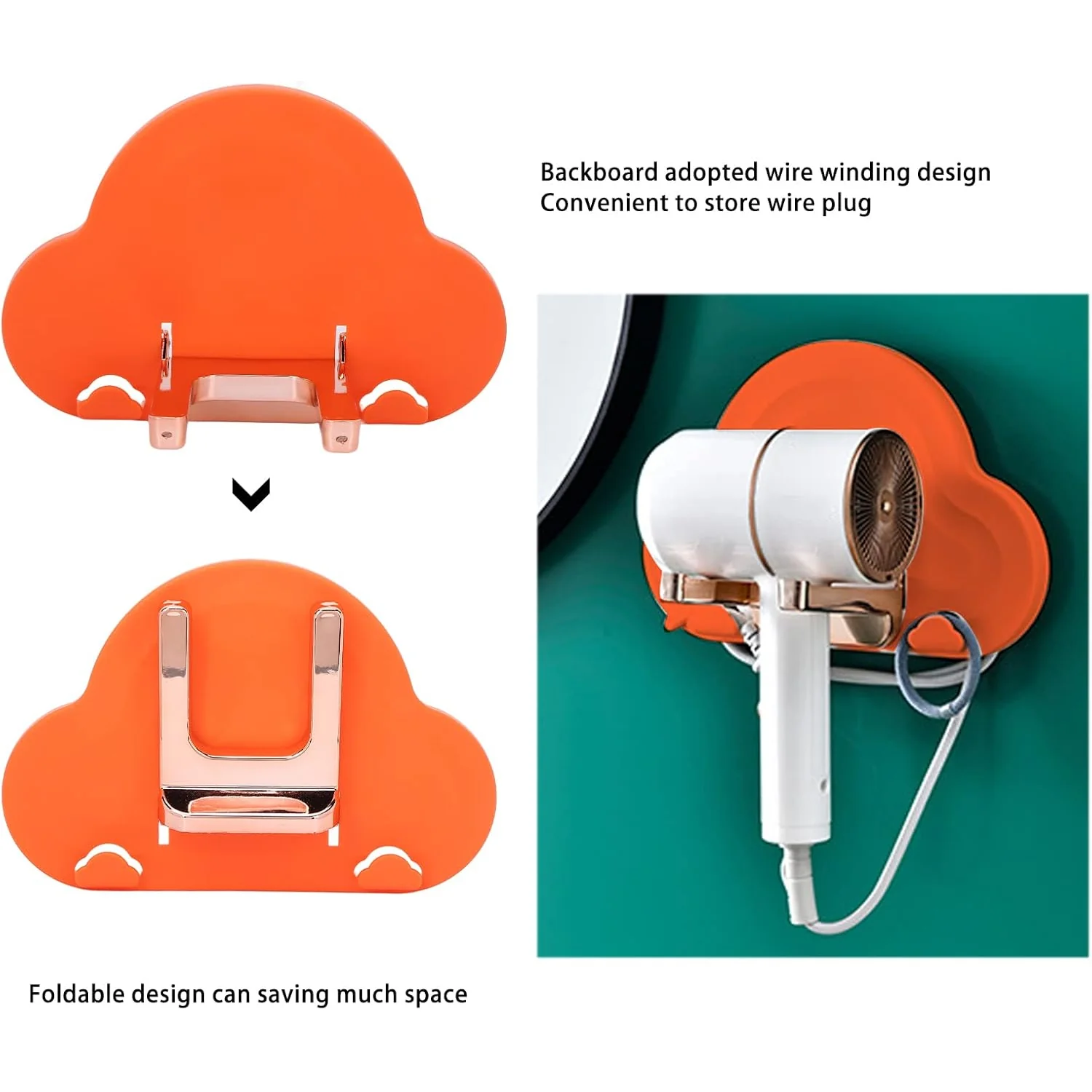 Hair Dryer Holder – Wall Mounted Foldable Stand | Calm & Curl - Image 3