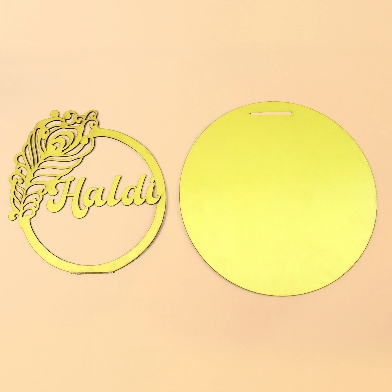 Haldi Ceremony Tabletop Sign – Elegant Peacock Motif Decor - Image 4