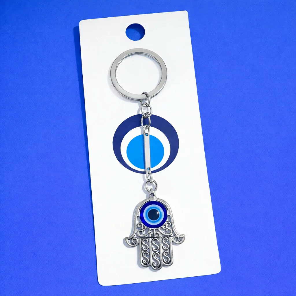 Hamsa Evil Eye Keychain – Durable Protection Charm for Keys & Bags - Image 3