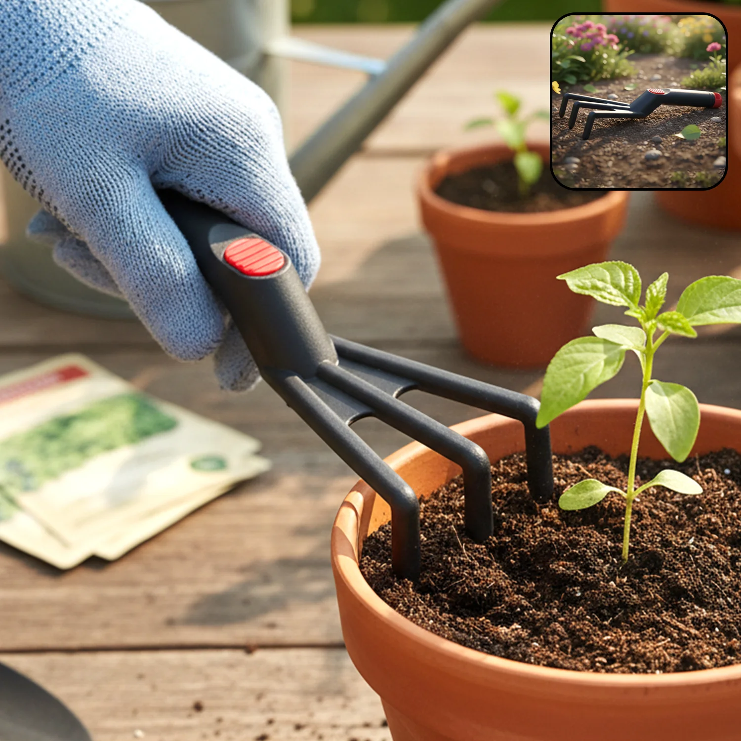 Hand Garden Cultivator Rake – Lightweight Soil Loosening Tool - Image 2
