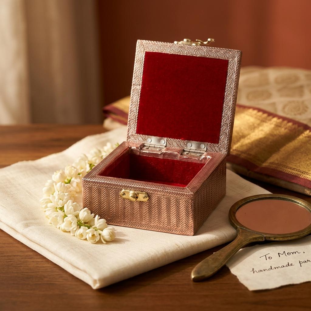 Elephant Jewelry Box – Elegant antique copper finish and detailed embossing - Image 2