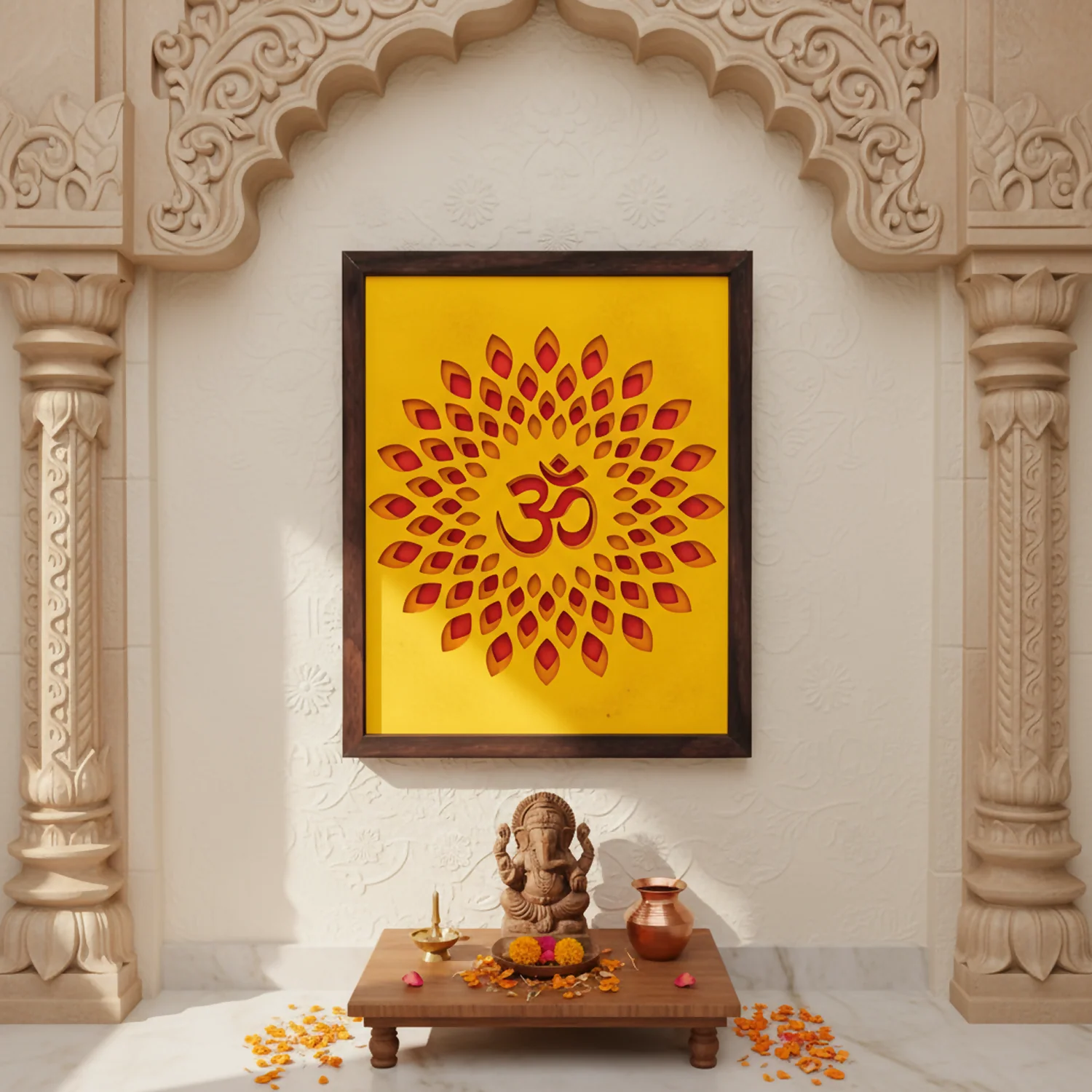 Wooden OM Wall Art – Handcrafted 3D Multi-Layer Spiritual Decor - Image 2