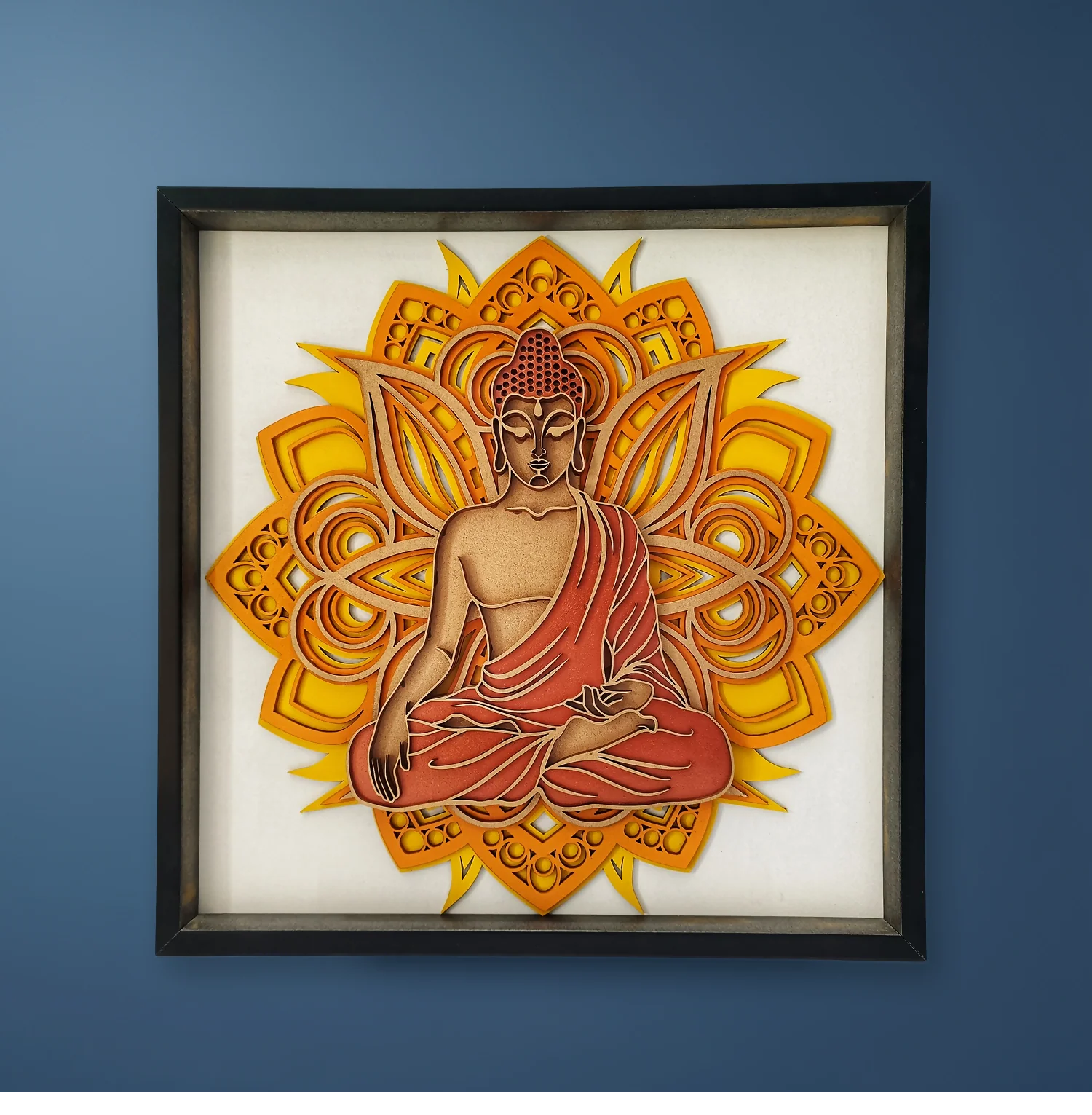 Wooden Buddha 3D Mandala Wall Art – Peaceful Home Decor 12x12