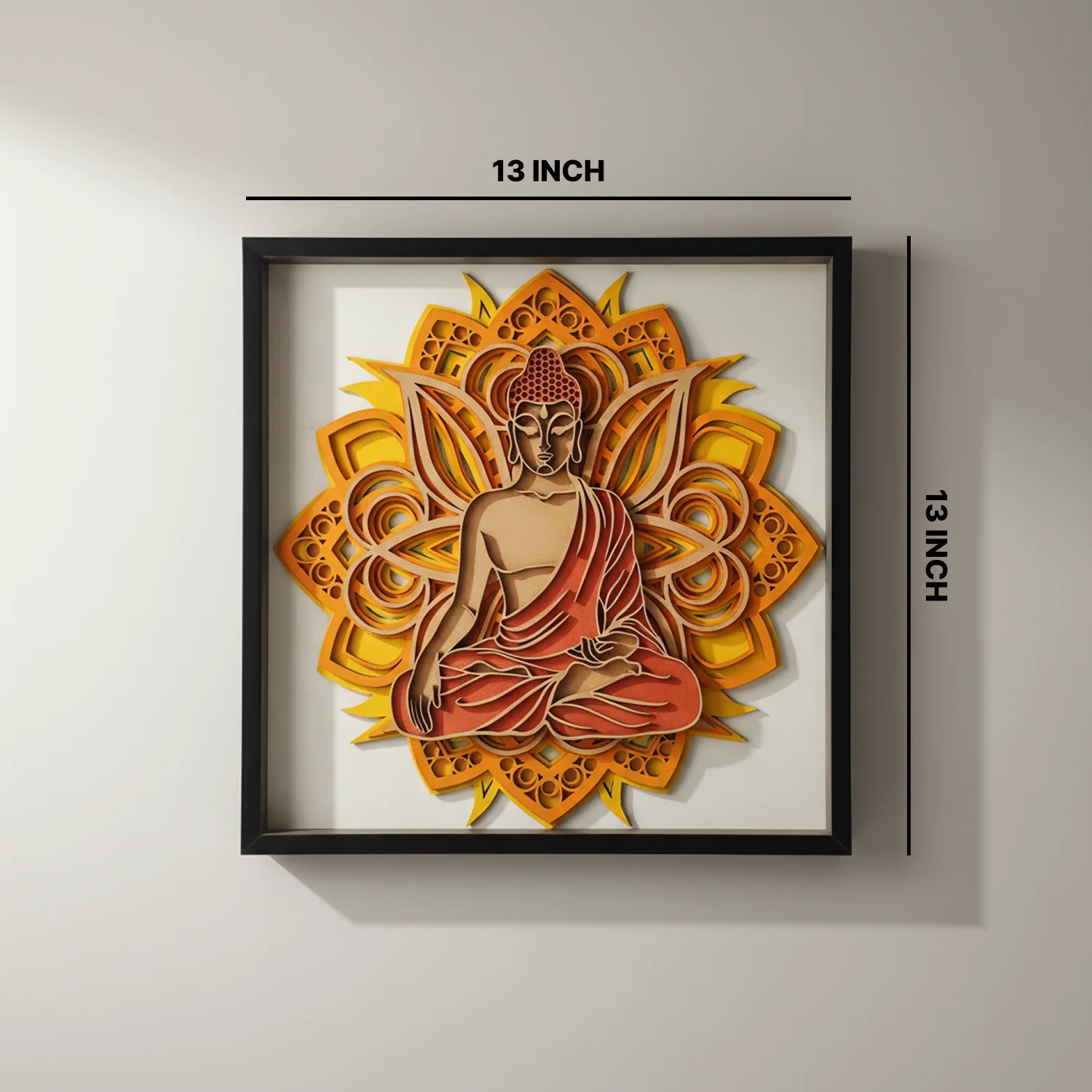 Wooden Buddha 3D Mandala Wall Art – Peaceful Home Decor 12x12 - Image 3