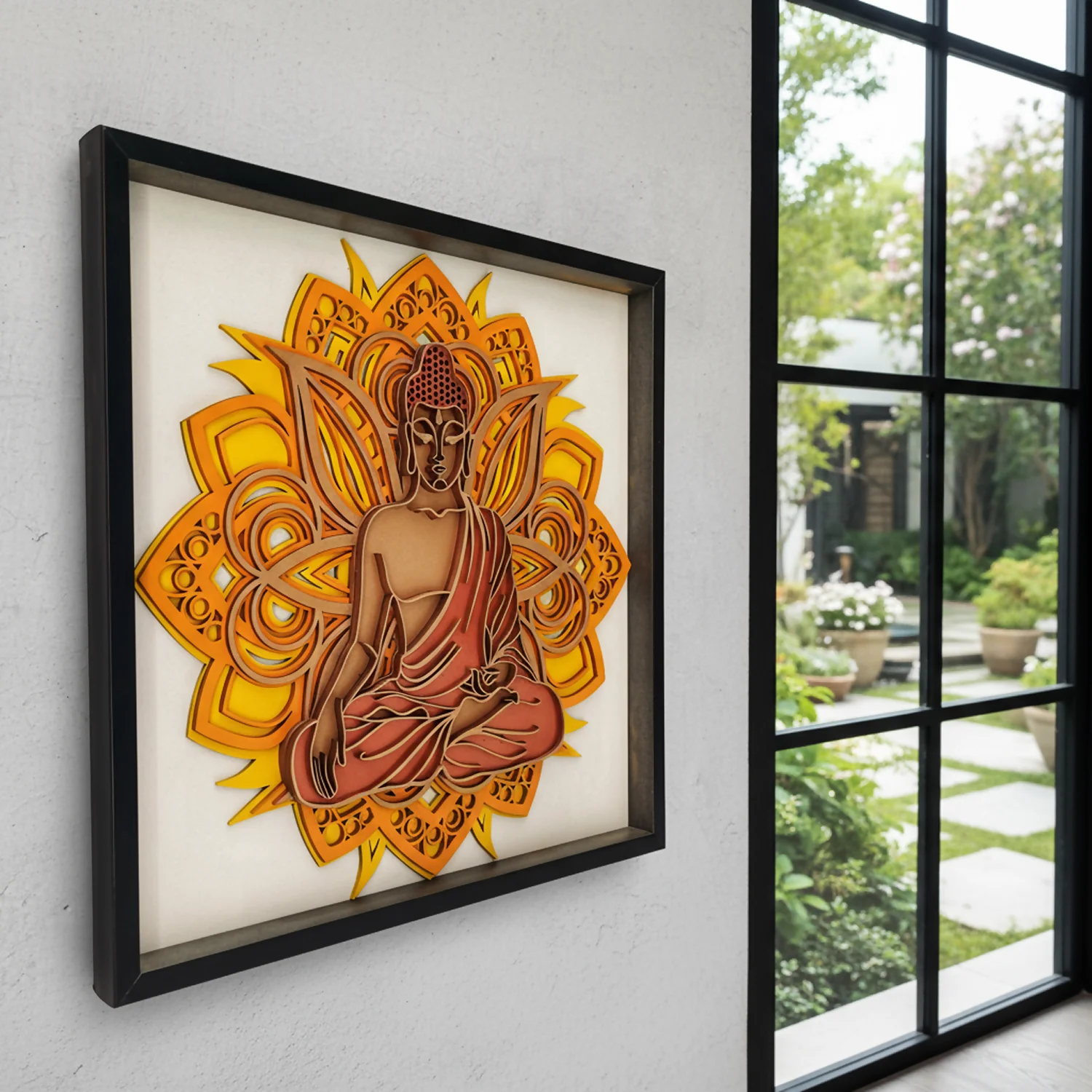 Wooden Buddha 3D Mandala Wall Art – Peaceful Home Decor 12x12 - Image 4
