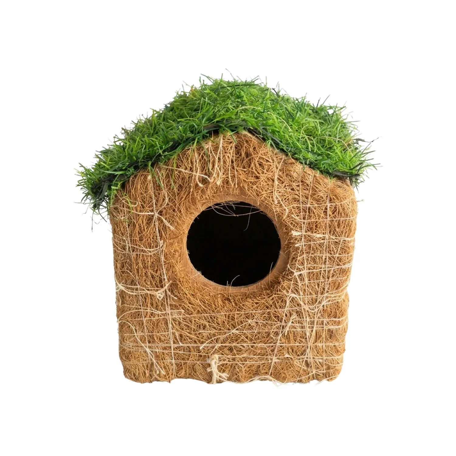 Coir Bird House – Eco-Friendly Garden Decor with Grass Roof - Image 5