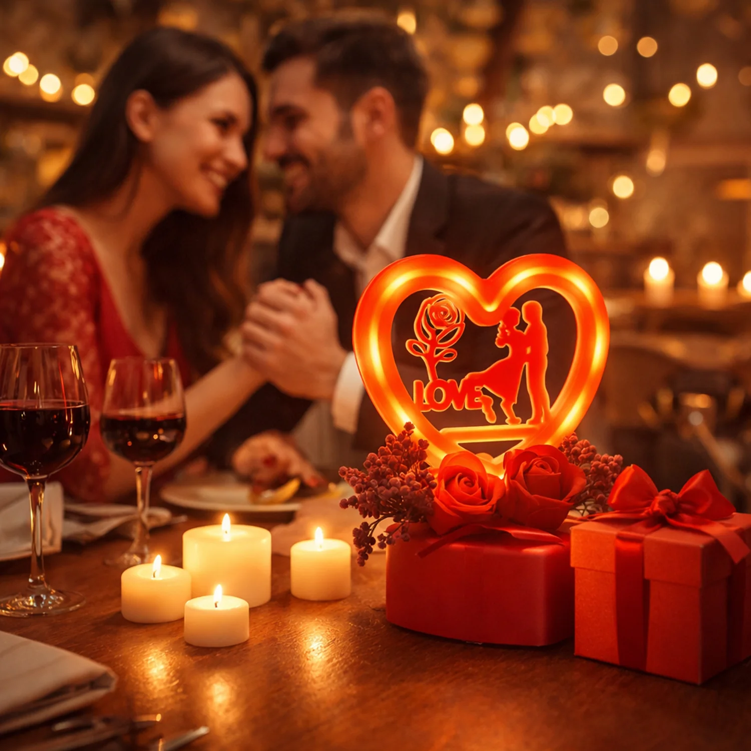 Heart Love Decorative Showpiece – Elegant Golden Rose Gift Set - Image 4
