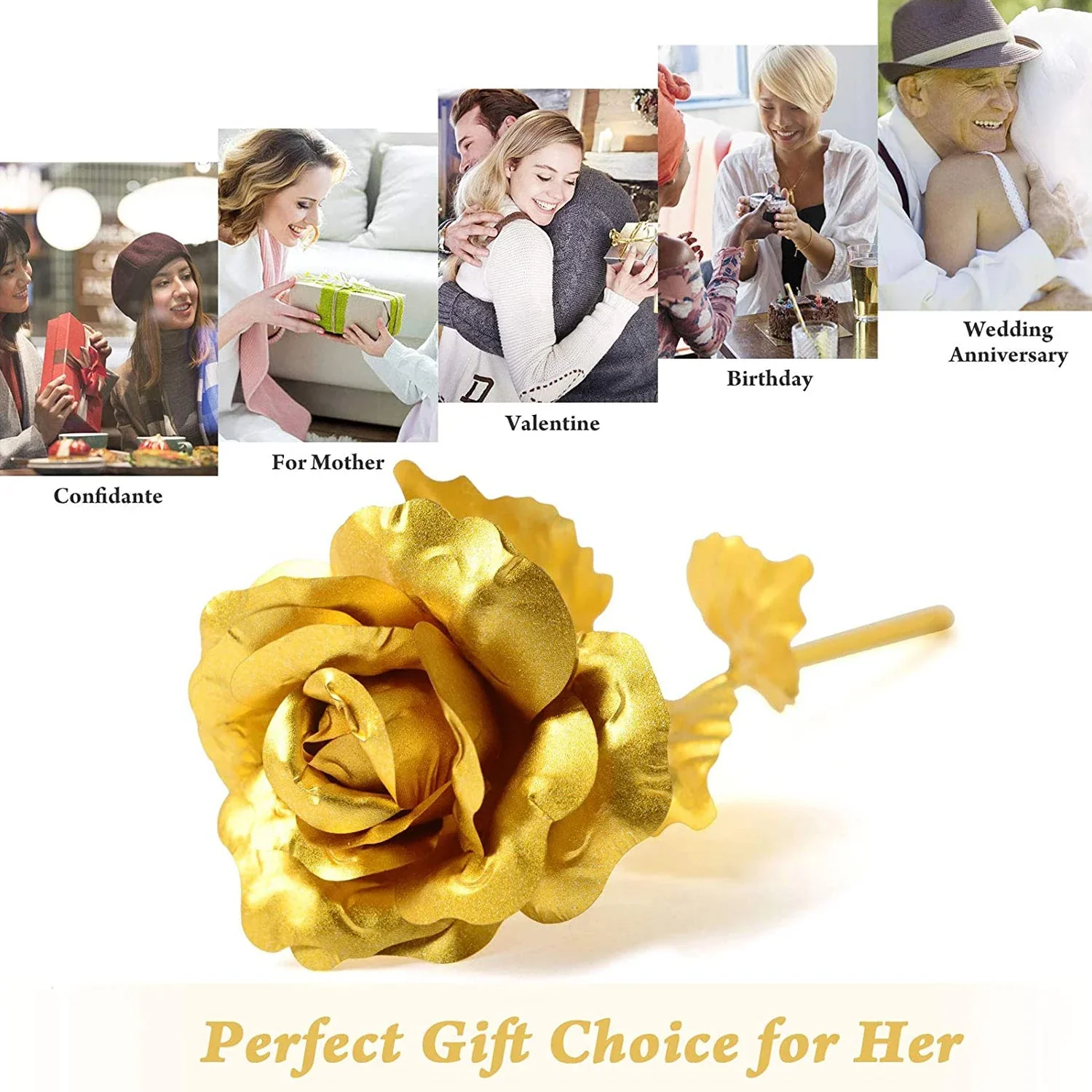 Heart Love Decorative Showpiece – Elegant Golden Rose Gift Set - Image 7
