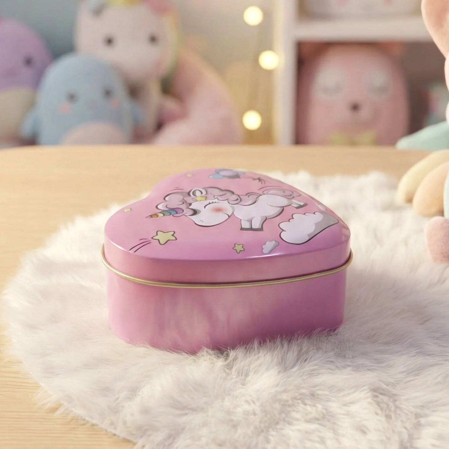 Heart Shaped Unicorn Storage Box – Durable Multipurpose Metal Tin - Image 3