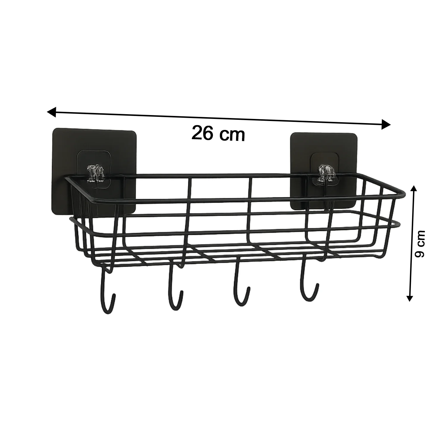 Self-Adhesive Wall Storage Baskets with Hooks – Durable Metal, No Drill - Image 4