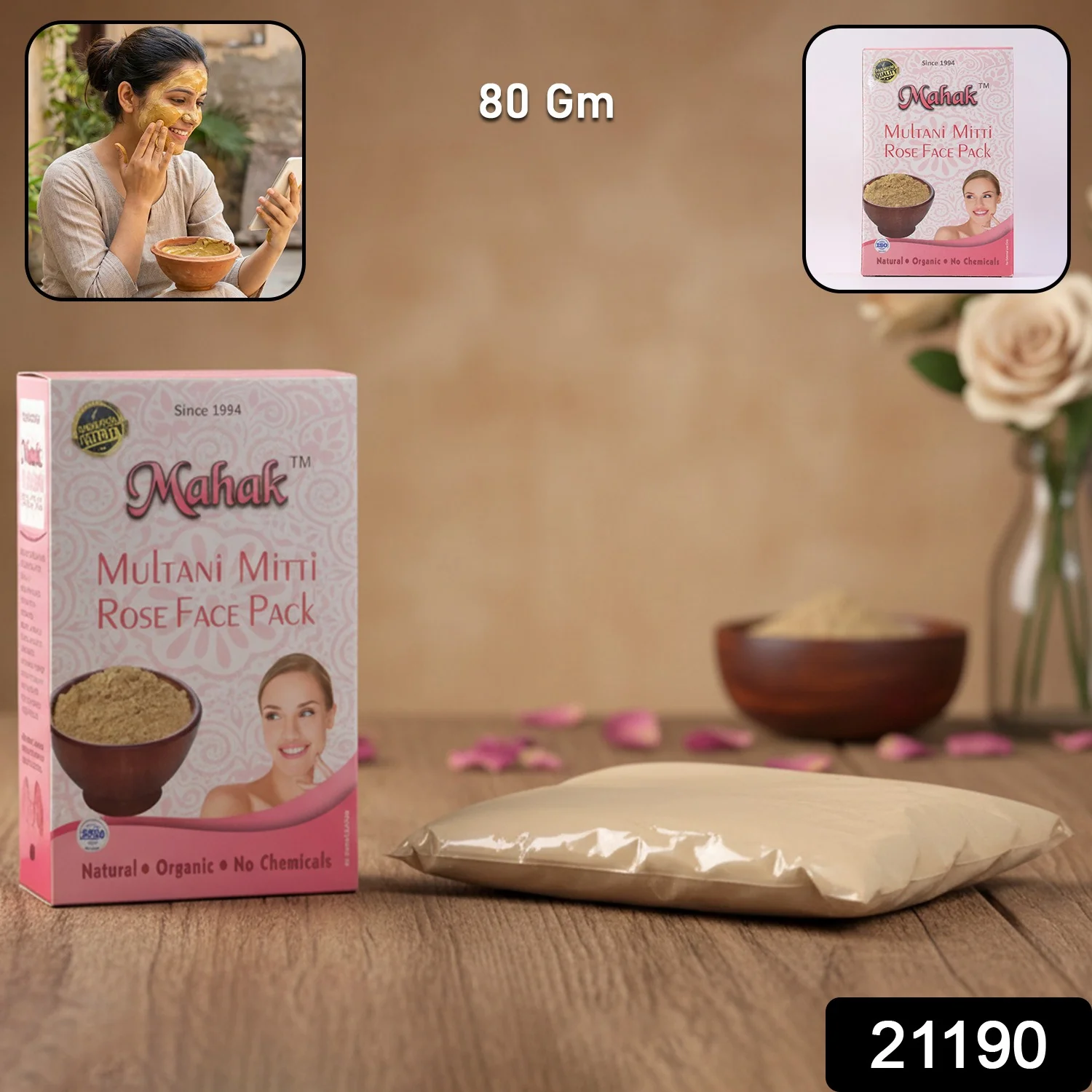 Multani Mitti Rose Face Pack – Herbal Deep Cleansing 80gm