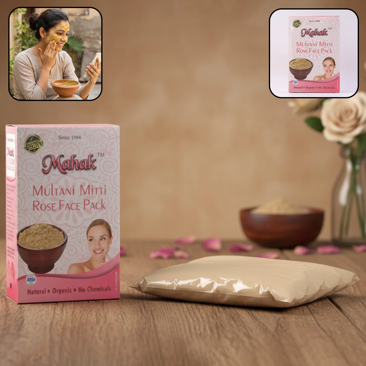 Multani Mitti Rose Face Pack – Herbal Deep Cleansing 80gm - Image 7