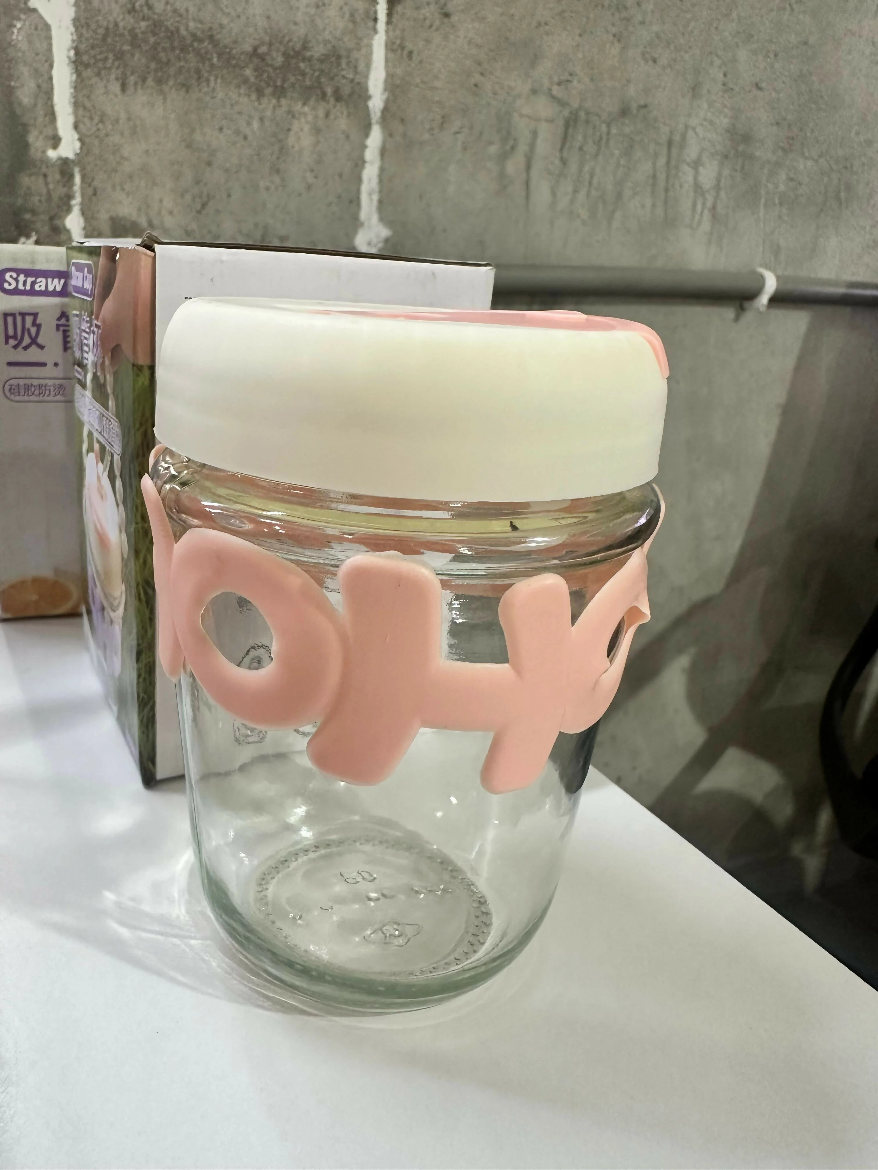 Pastel Pink Glass Milk Jar – Leakproof Lid & Reusable Straw for Stylish Sips - Image 4