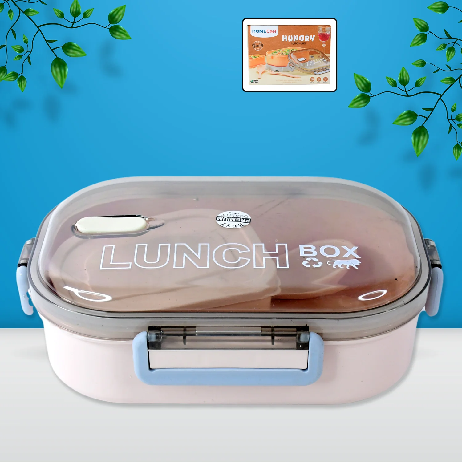 Leak-Proof Lunch Box – 3 Compartments with Spoon - Image 3