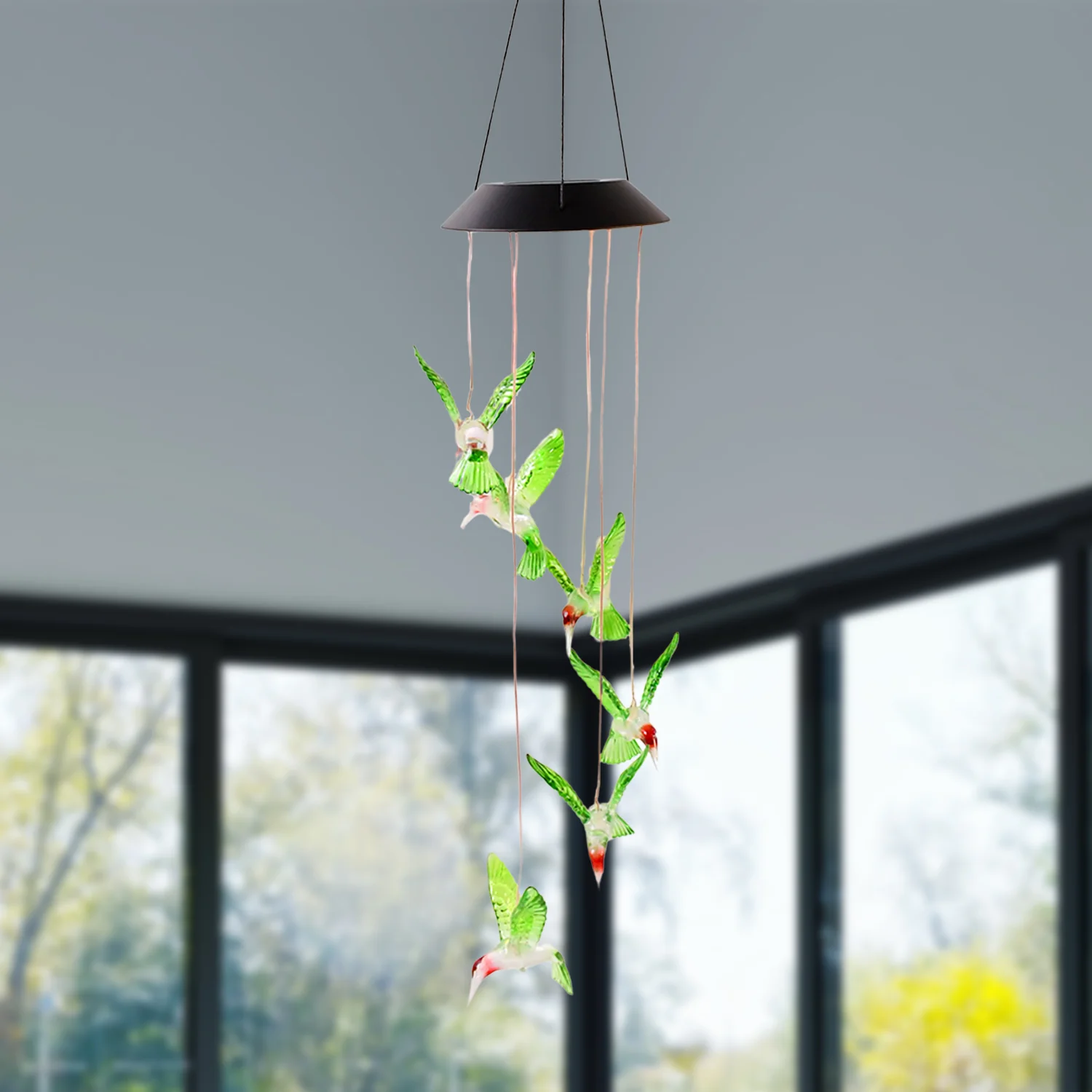 Solar Hummingbird Wind Chimes – Colorful LED Garden Decor - Image 3