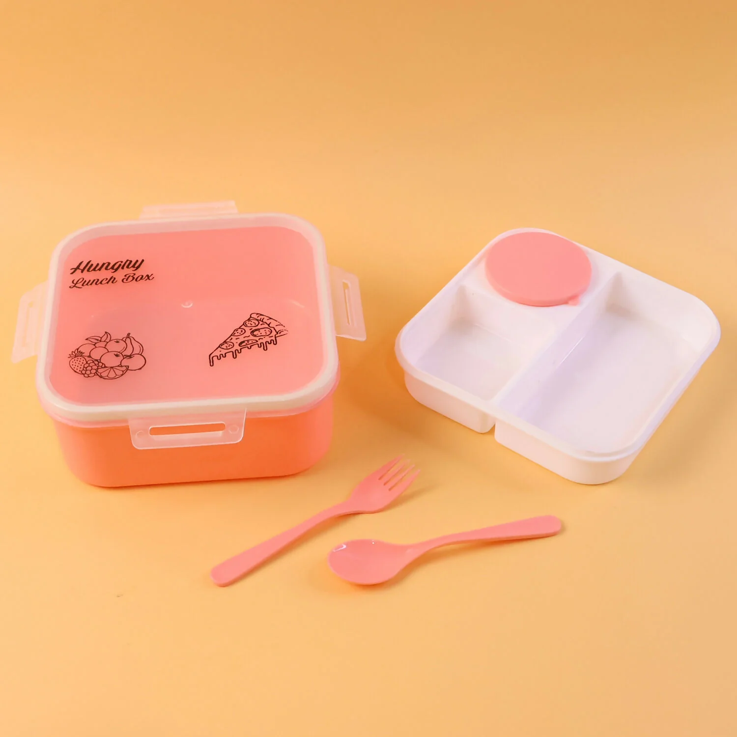 Kids Lunch Box Set – Unbreakable Plastic with Utensils for School - Image 4