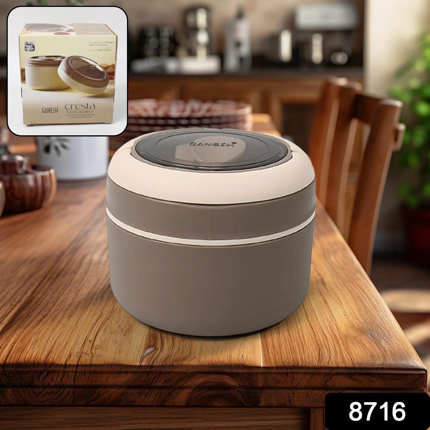 Insulated Lunch Box – Airtight, Leak-Proof with Spoon | Ganesh - Image 2